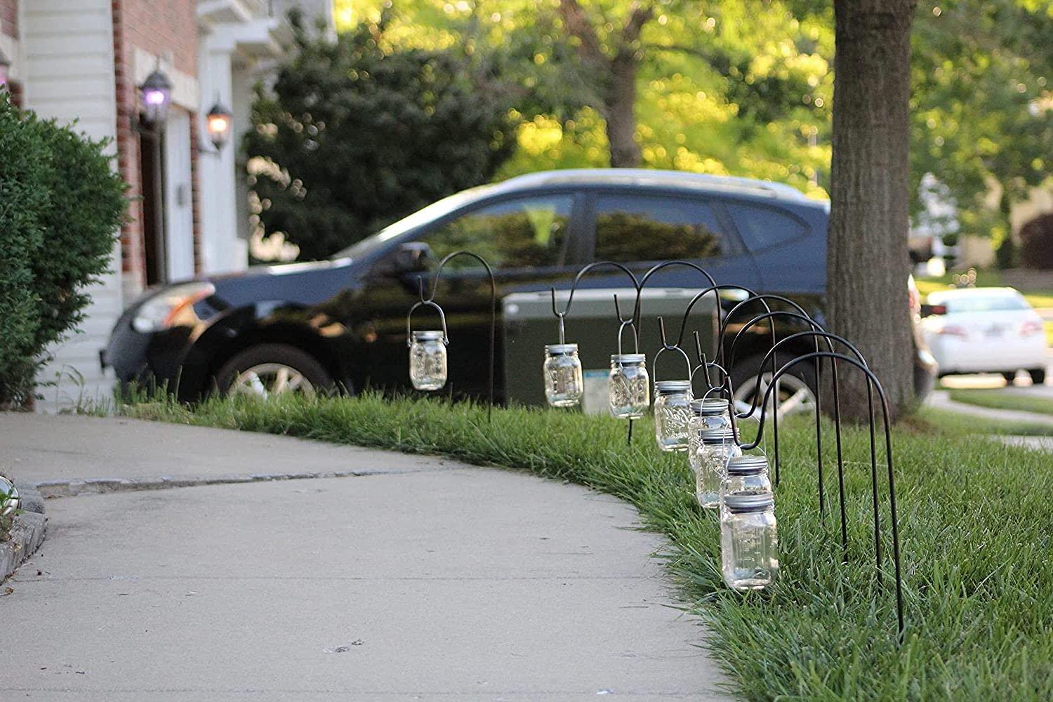 25-Inch Black Powder-Coated Steel Shepherd Hooks (8-Pack)