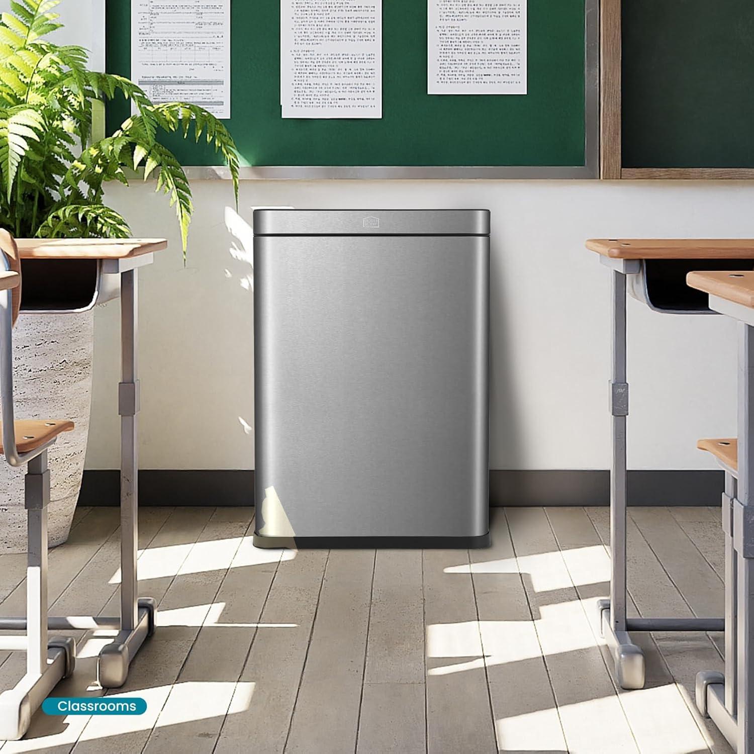 Home Zone Living Home Zone Living Open Top Trash Can Dual Removable Liners for Trash and Recycling Stainless Steel
