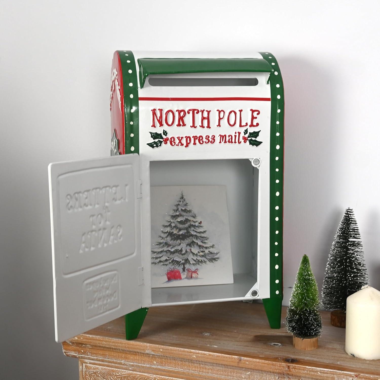 Letters To Santa Mailbox North Pole Post Vintage Mailbox Mailbox Letters Decoration Boxes Christmas Farmhouse Decor