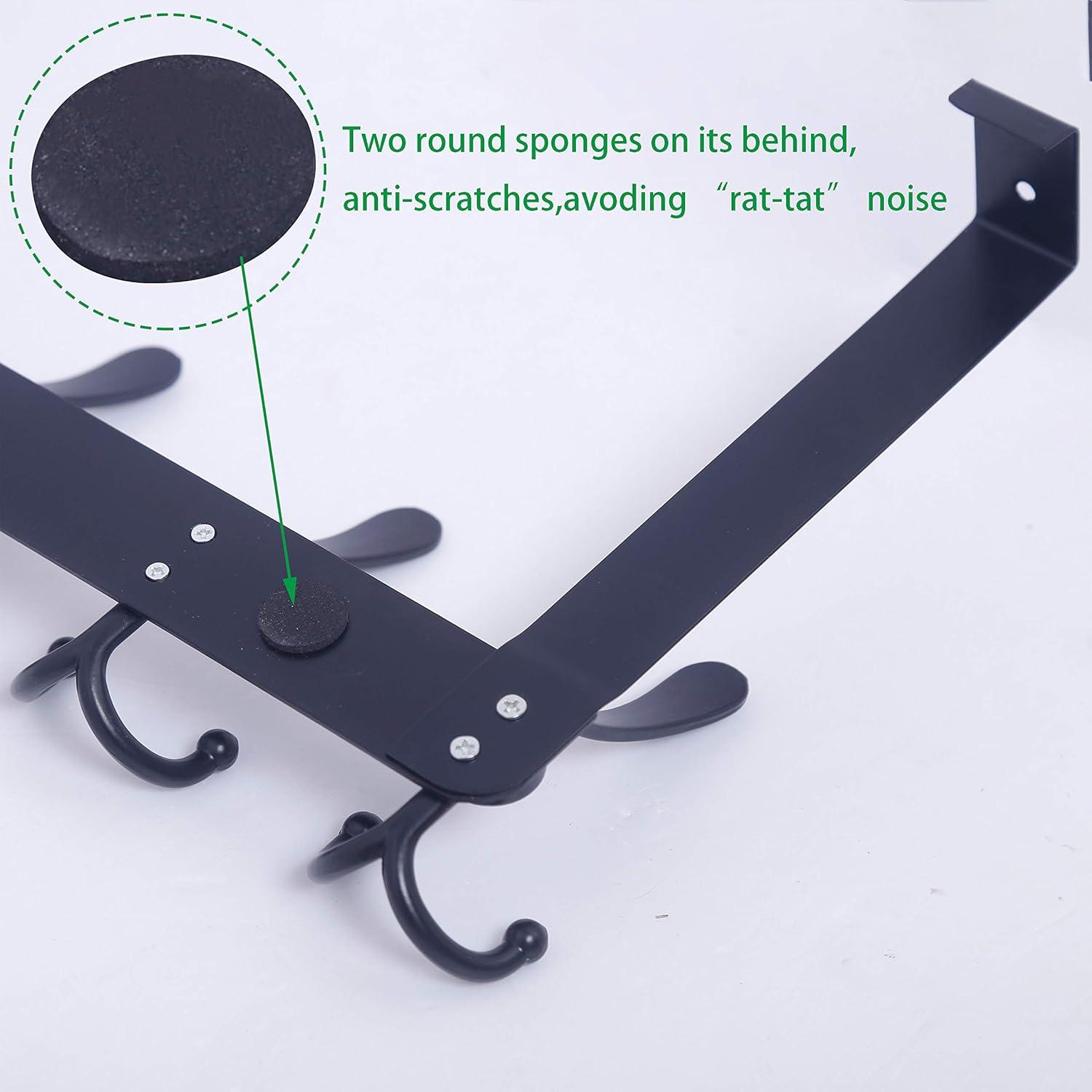 Black Metal Over the Door Hook Rack with 5 Hooks