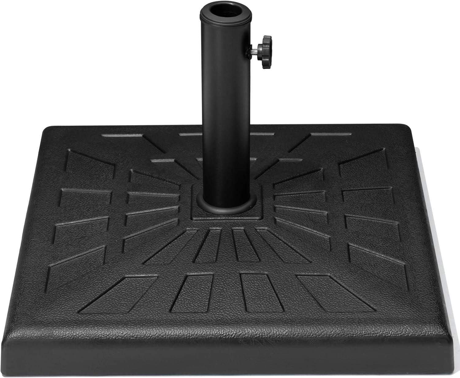 Crestlive Products 42.5 lbs Heavy Duty Square Concrete Patio Umbrella Base with 2 Wheels, Black