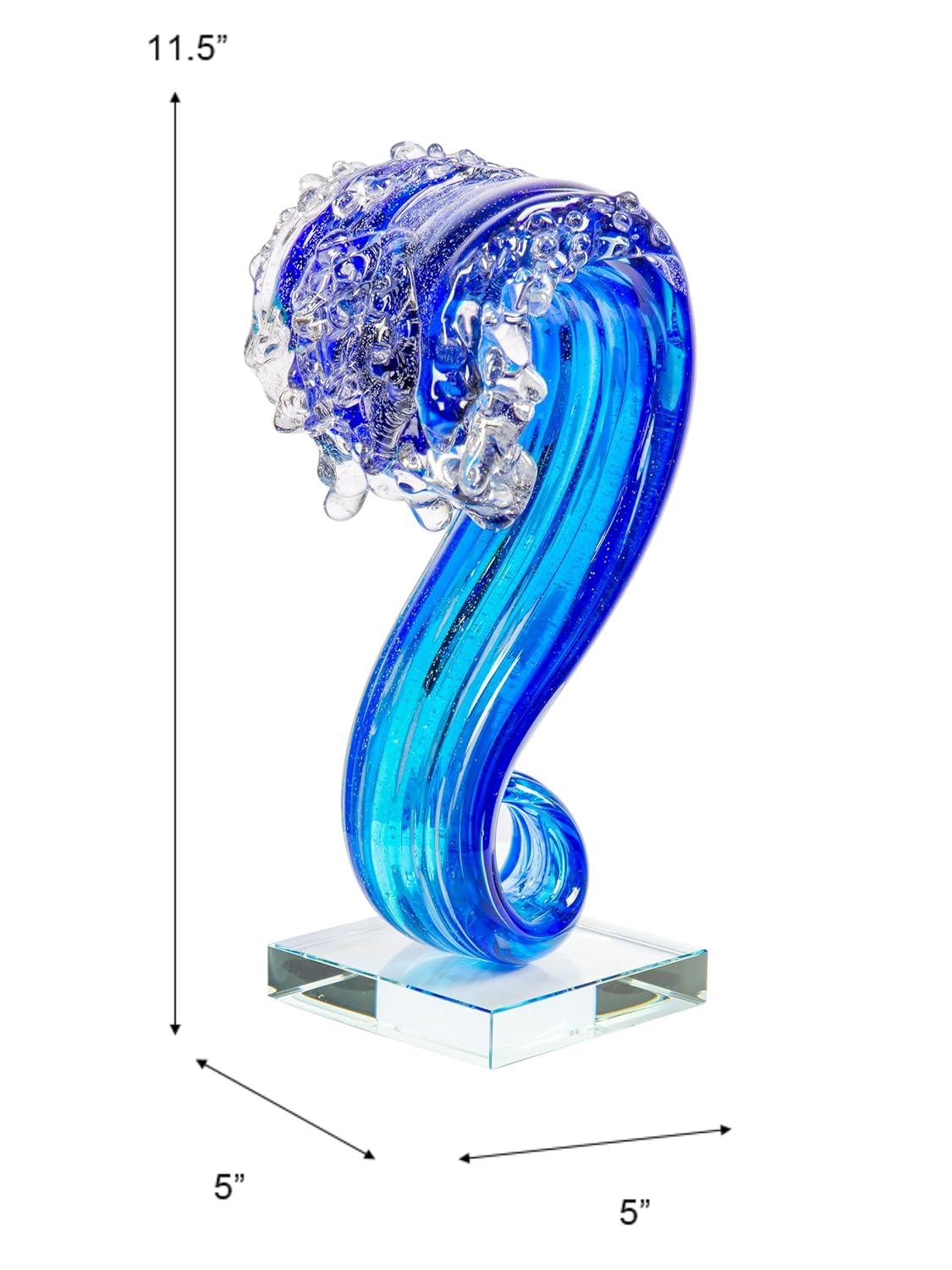Pacific Wave Glass Sculpture/Figurine in Blue Finish