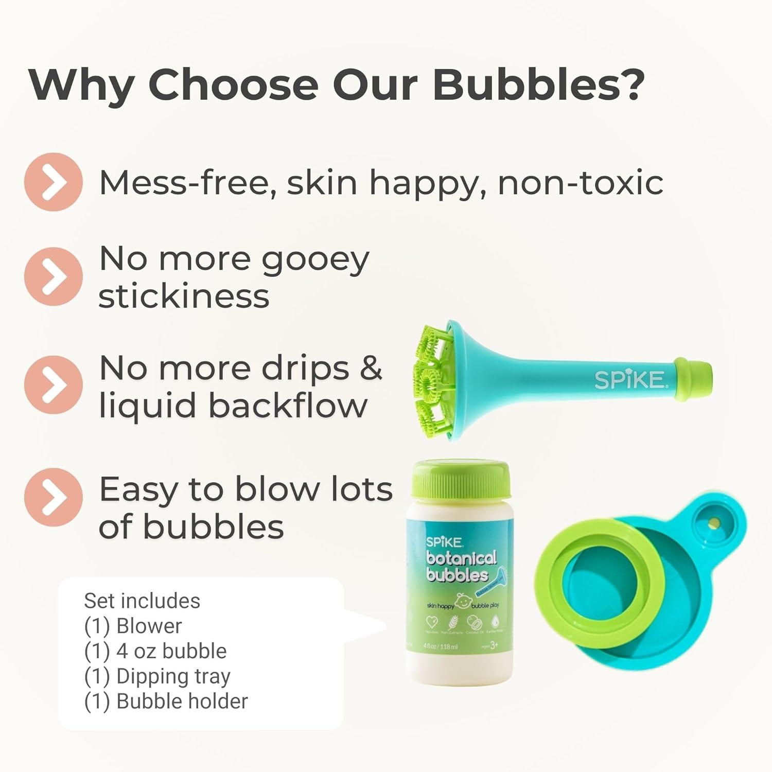 Innobaby Spike Bubble Blower with 4 oz Bubble Solution and Dipping Tray - Aqua Color