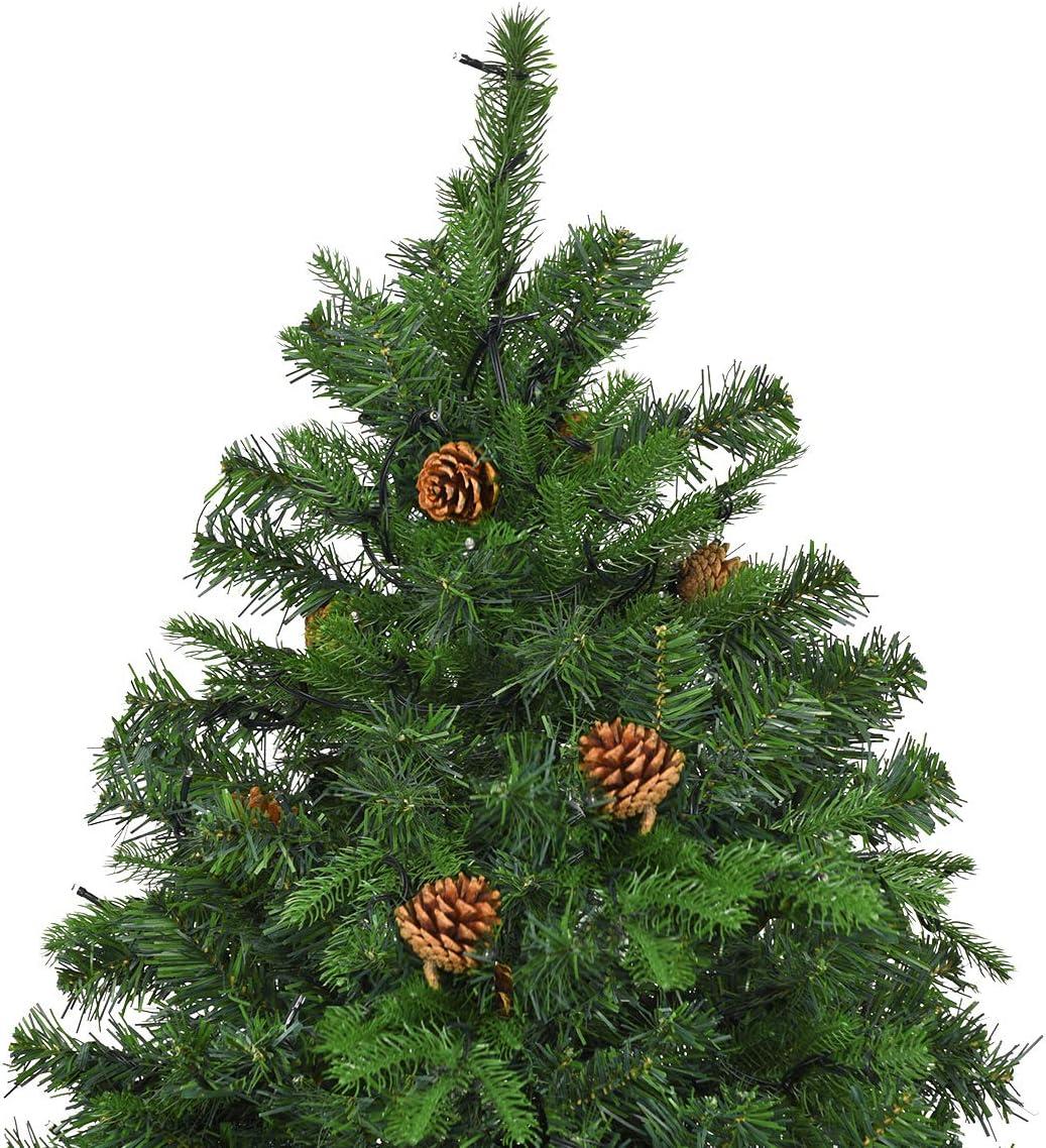 8ft Pre-lit Artificial Pine Christmas Tree with Warm White LED Lights