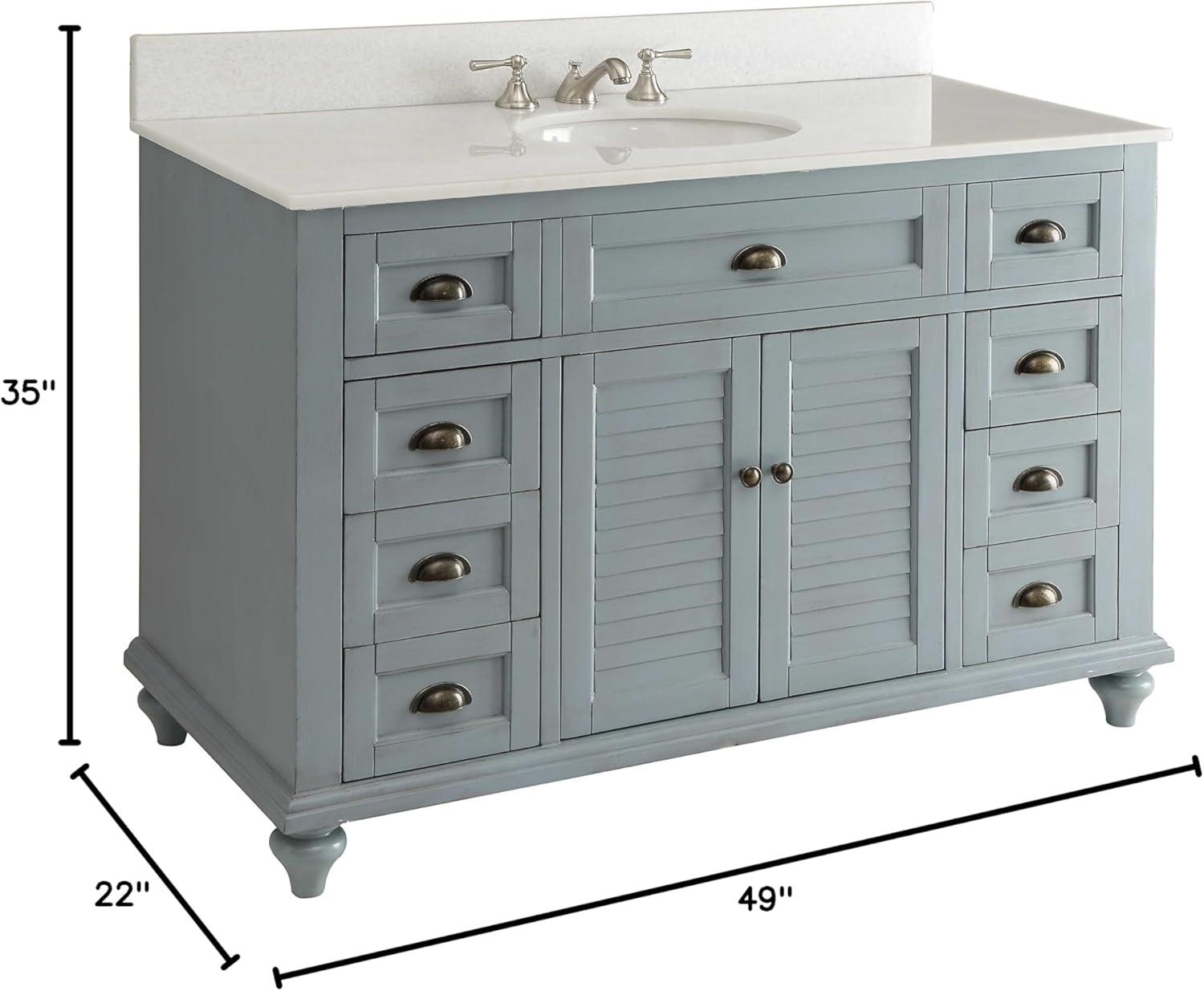 49" Benton Collection Glennville Vintage Shabby Chic Blue Bathroom Vanity ZK-28328BU-BS