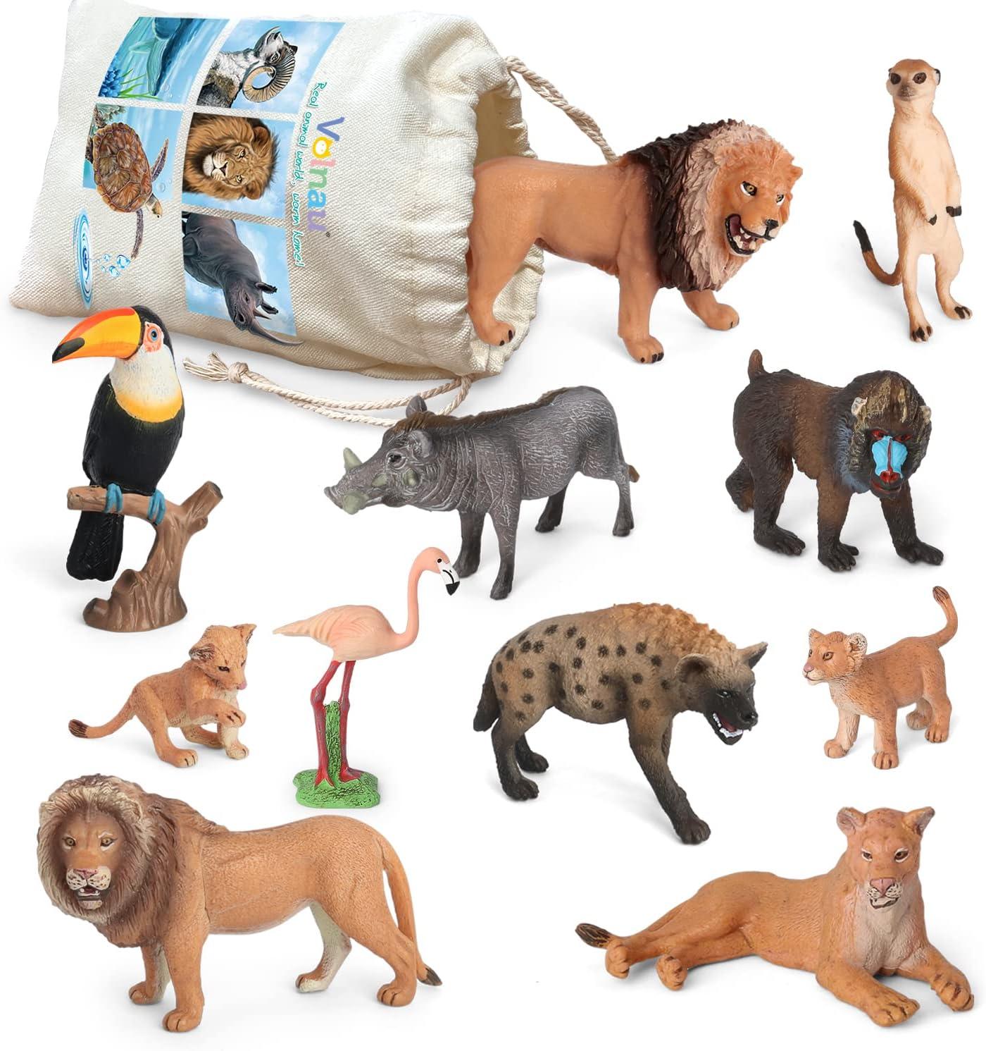 Volnau 11-Piece Africa Animal Figurines Set for Kids