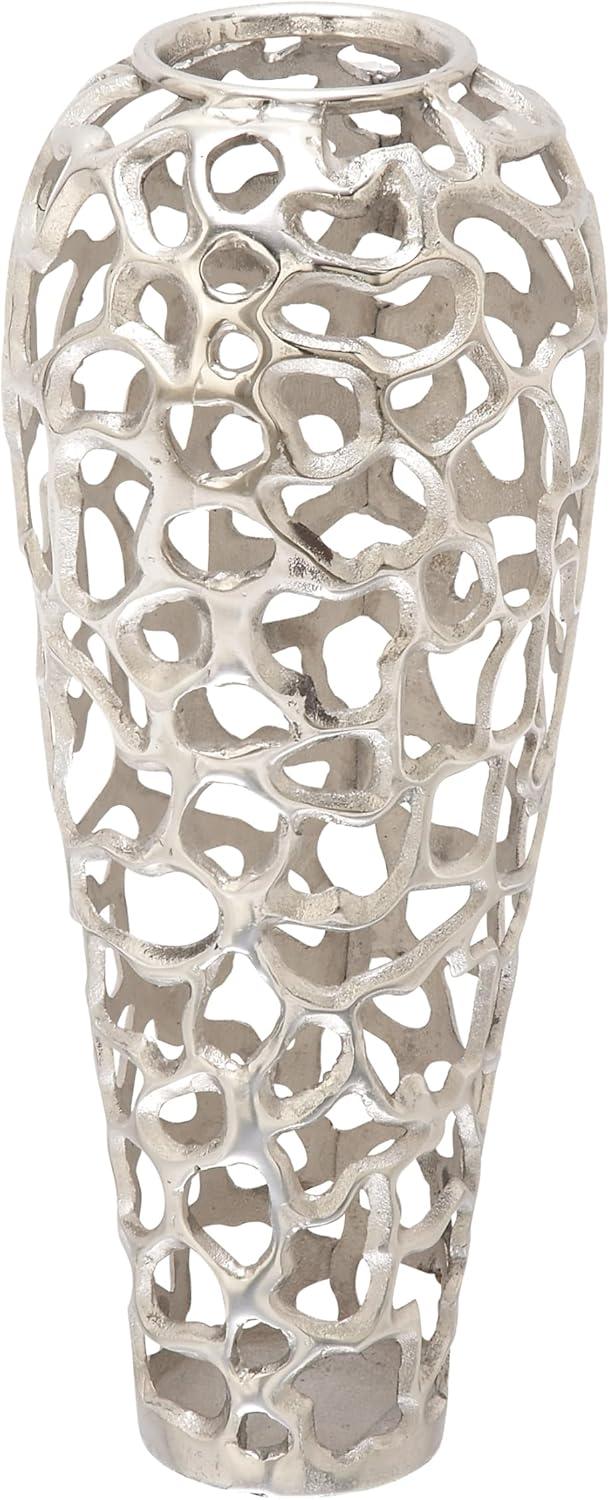 Silver Aluminum Hollow Pattern Decorative Vase