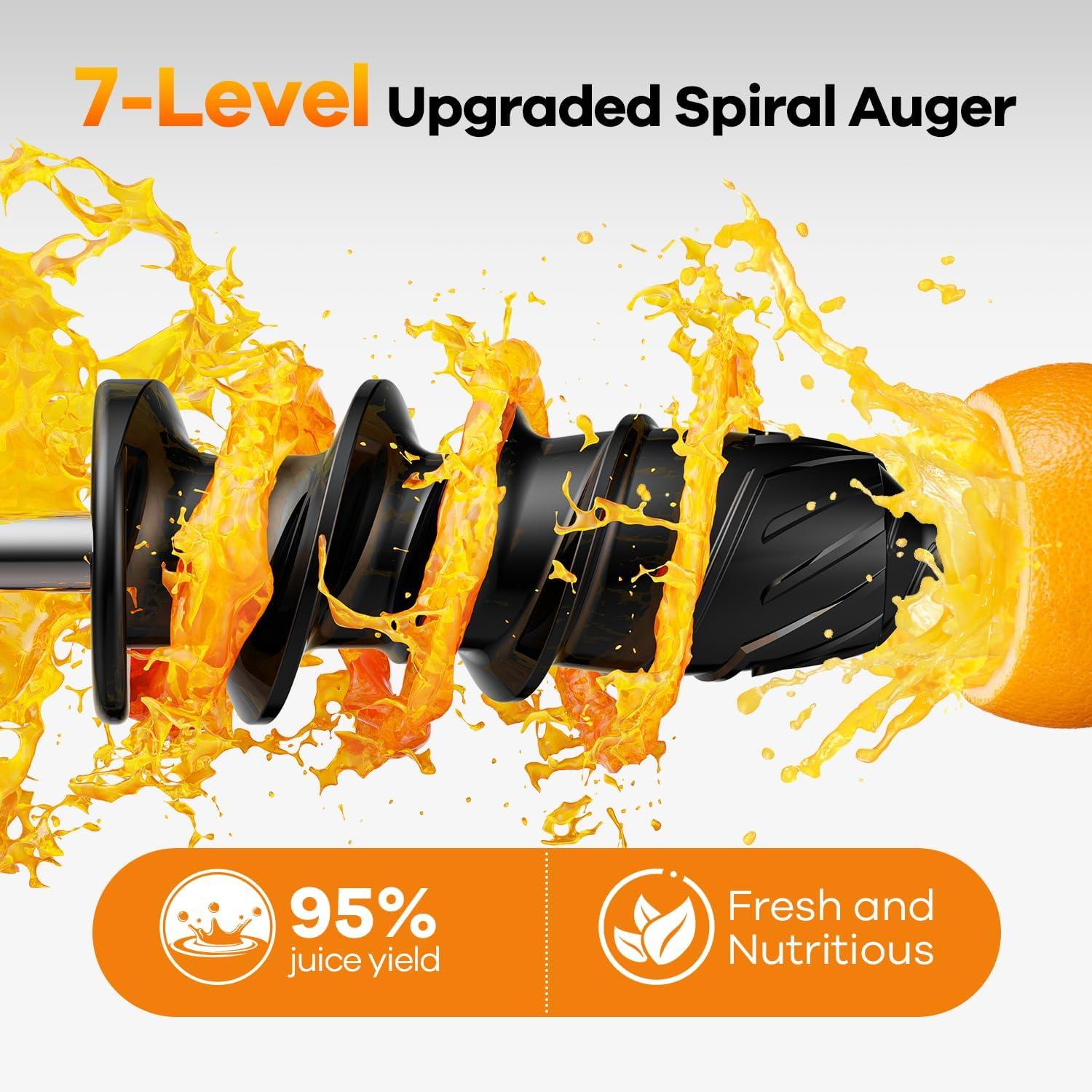 Silver Electric Masticating Juicer with Stainless Steel Blades