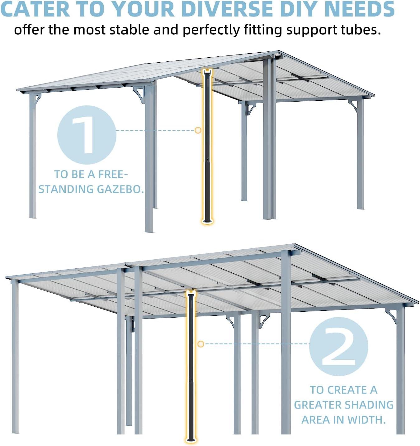 AECOJOY Universal Support Post for More Stability, Suitable for All AECOJOY Lean-to gazebo, Gazebo Accessories