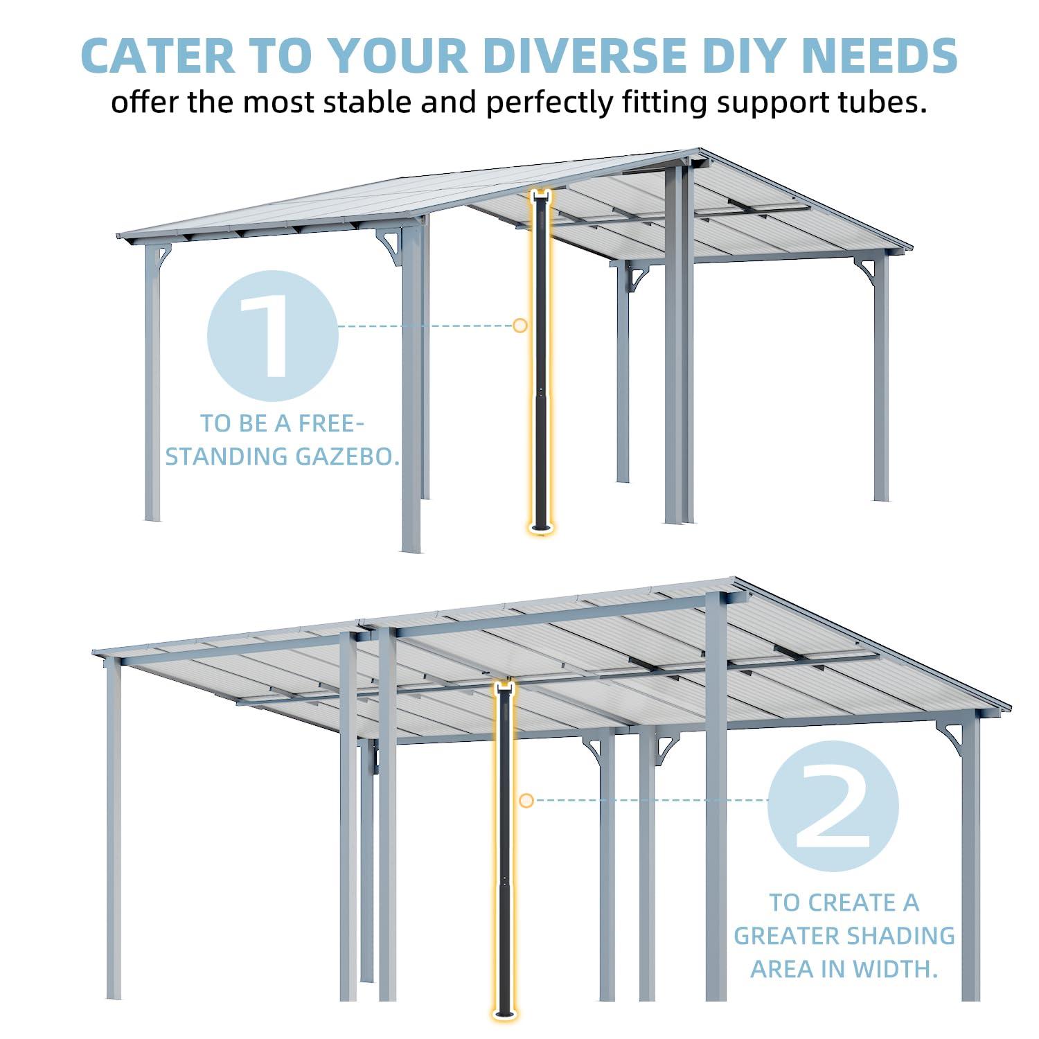 AECOJOY Universal Support Post for More Stability, Suitable for All AECOJOY Lean-to gazebo, Gazebo Accessories