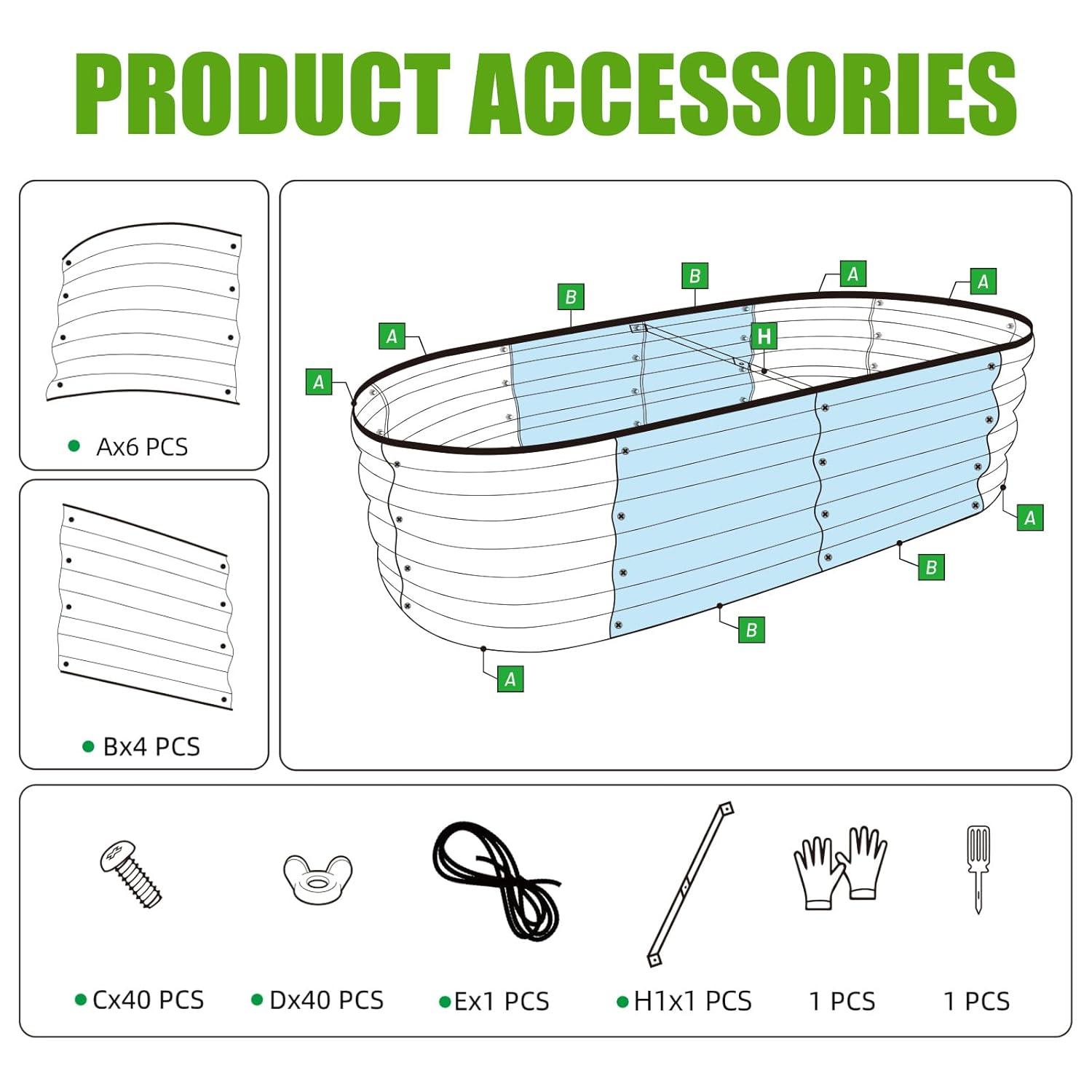 SnugNiture Galvanized Raised Garden Bed, 4x2x1ft Oval Metal Planter Box for Planting Outdoor Plants Vegetables