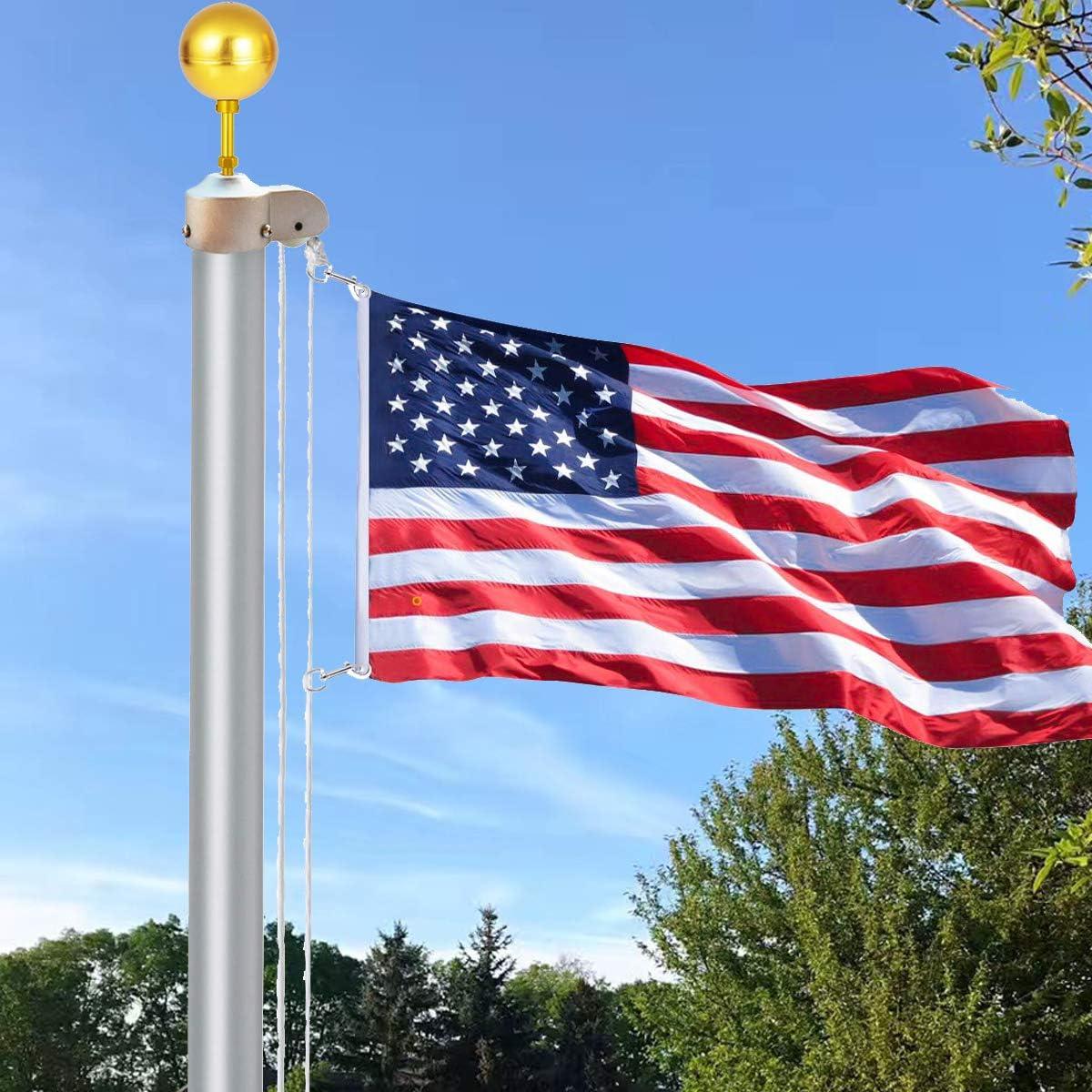 Silver Aluminum Flagpole Truck with Gold Ball Topper