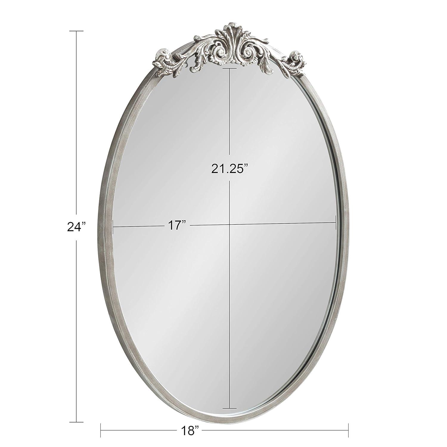 Kate & Laurel All Things Decor 18"x24" Arendahl Traditional Vertical Oval Wall Mirror Silver: No Assembly, Metal Frame, Wall Mounted