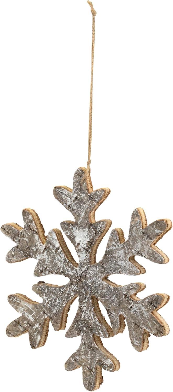 Northlight Wooden Snowflake Christmas Ornament - 10" - Silver and Gold