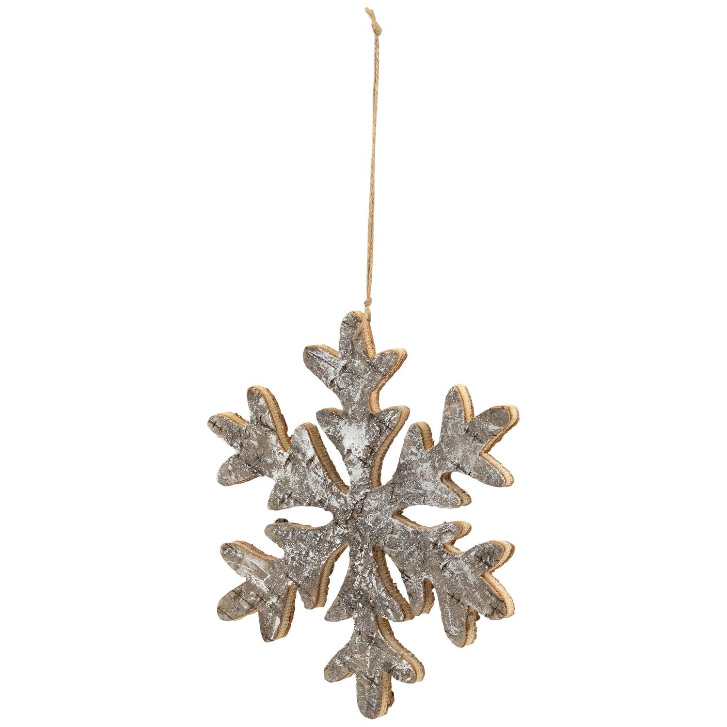 Northlight Wooden Snowflake Christmas Ornament - 10" - Silver and Gold