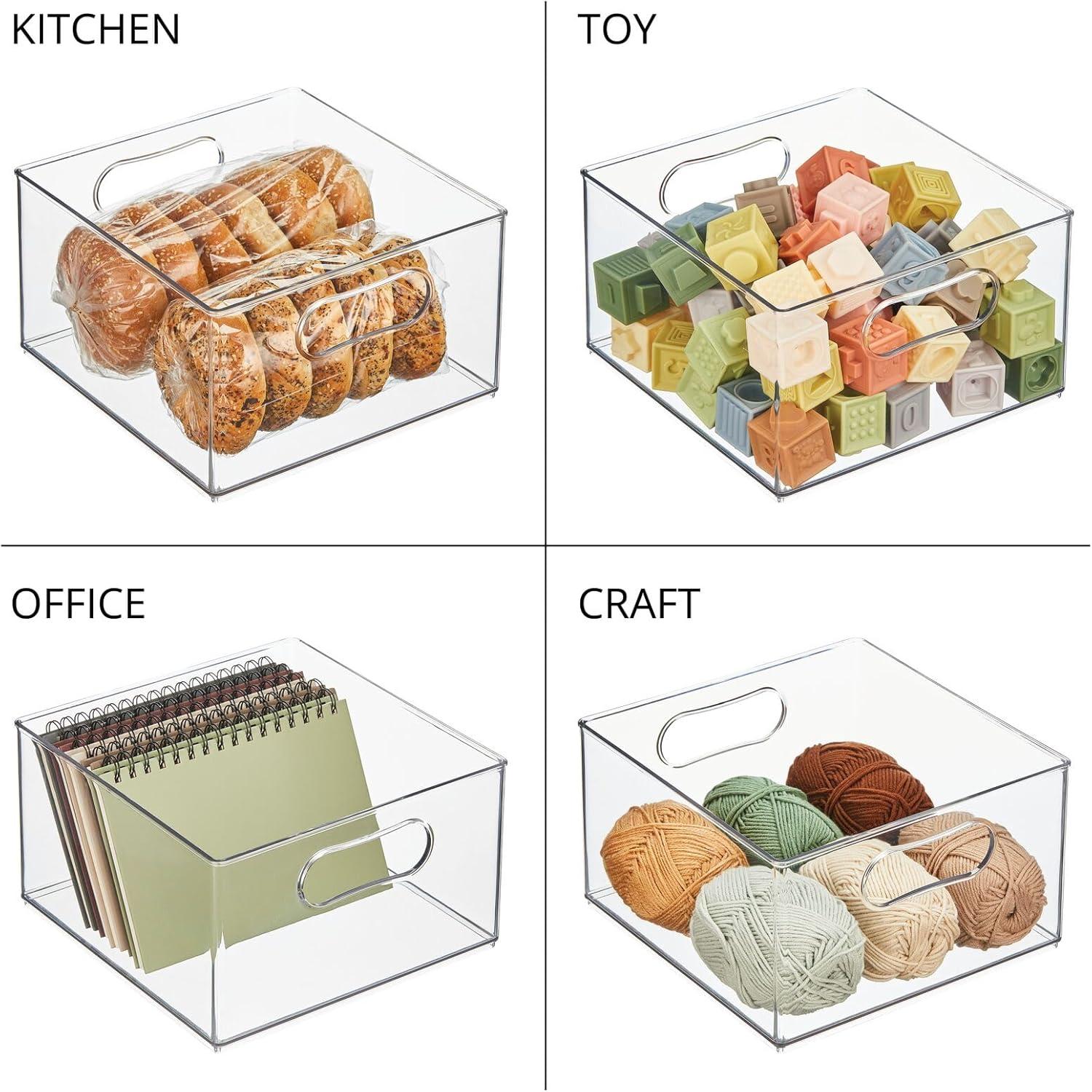 Clear Plastic Stackable Shower Organizer Bin with Handles