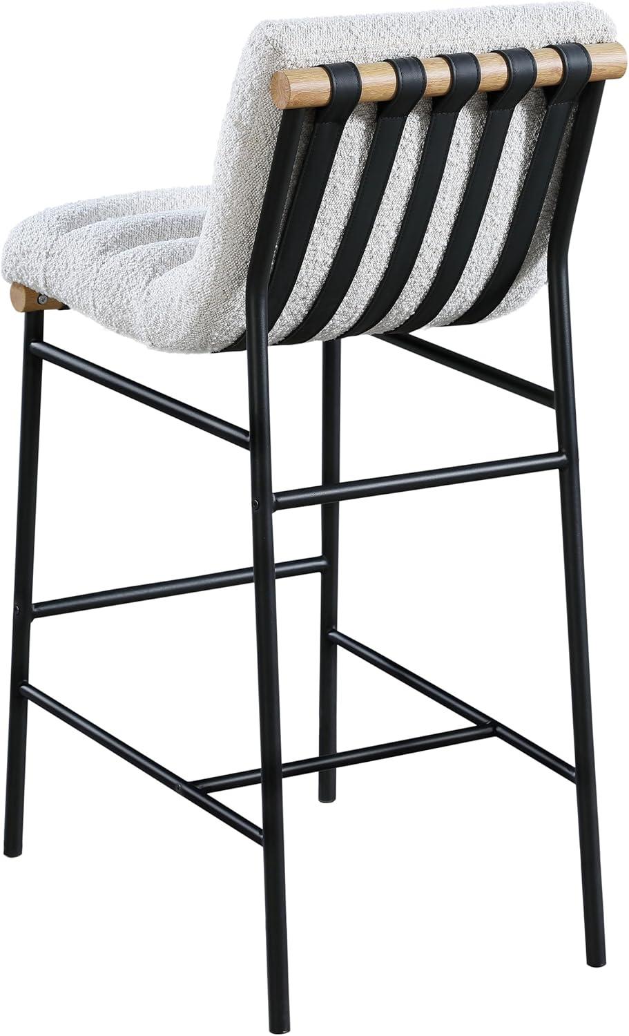 Meridian Furniture Burke Cream Boucle Fabric Bar Stool