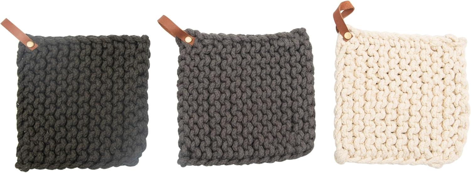 Creative Co-Op Geometric Cotton Potholder Set