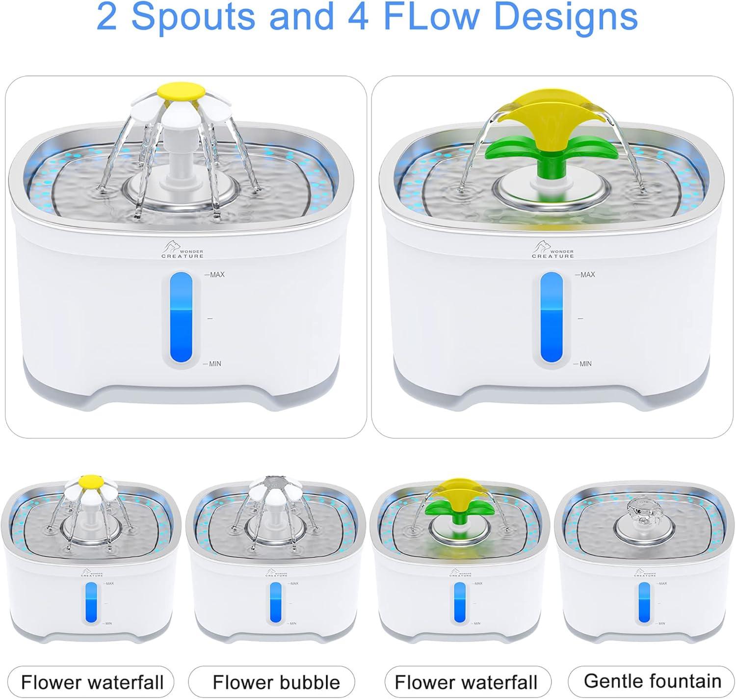 Stainless Steel Automatic Pet Water Fountain with LED Light