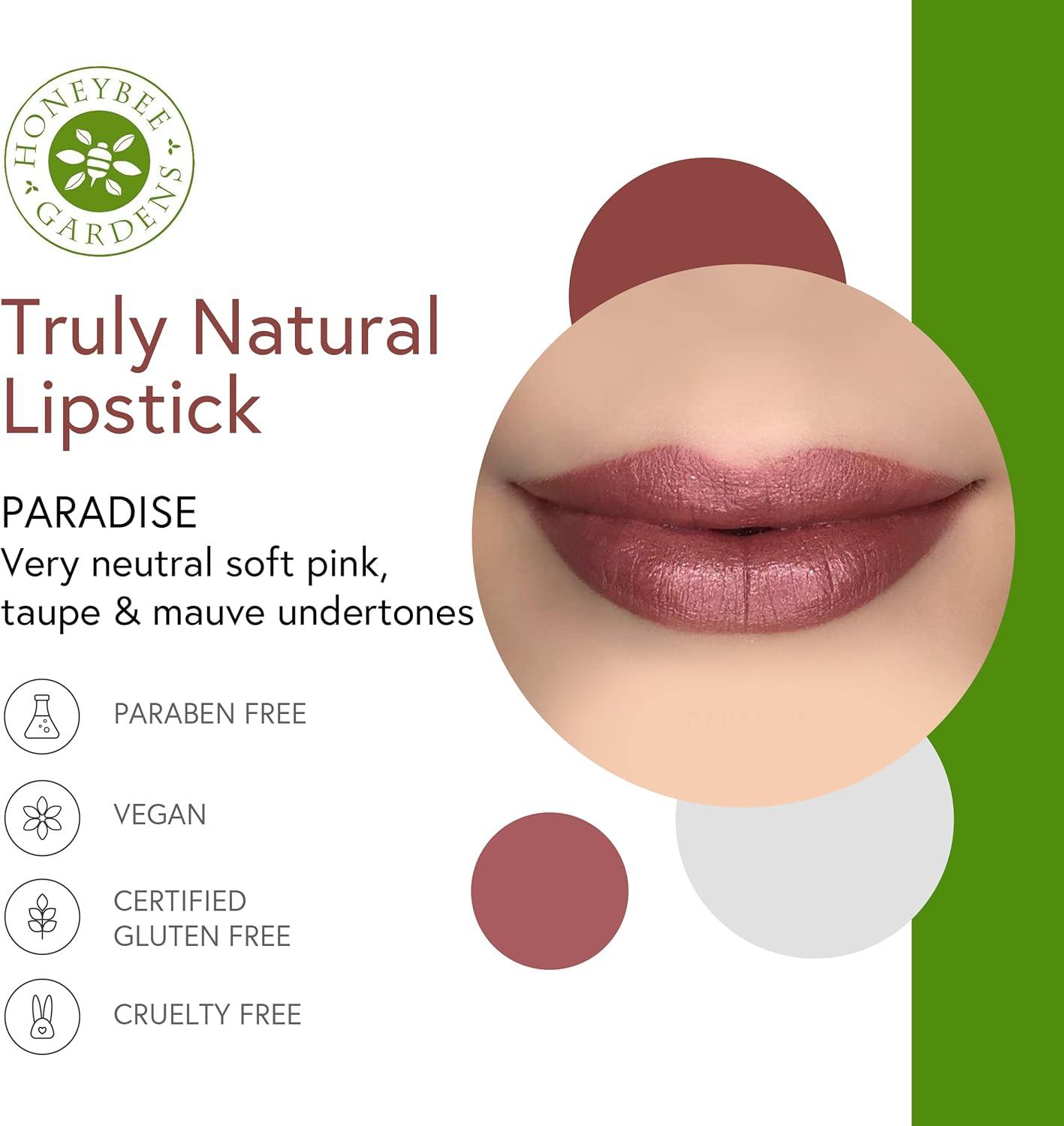 Honeybee Gardens Truly Natural Lipstick, Paradise 0.13 oz.