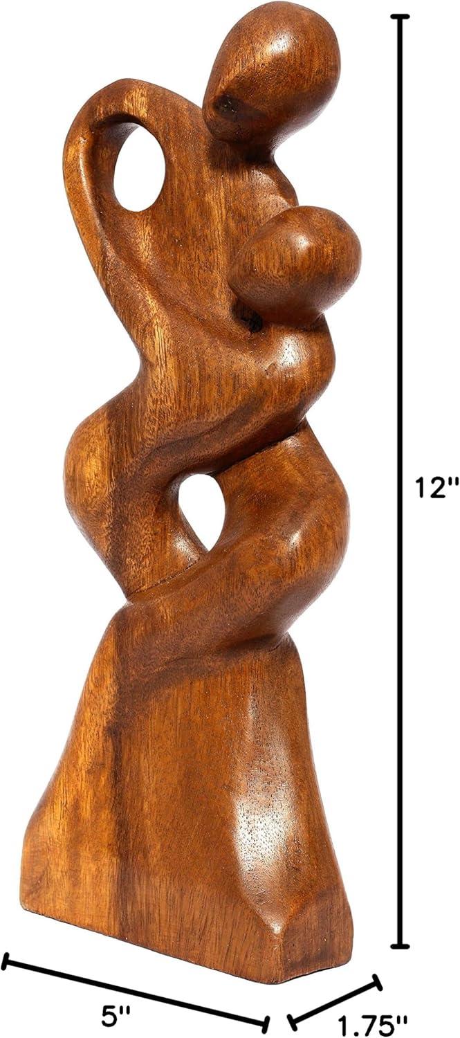 12" Wooden Handmade Abstract Sculpture Statue Handcrafted "Forever Mine" Gift Art Decorative Home Decor Figurine Accent Decoration Artwork Hand Carved