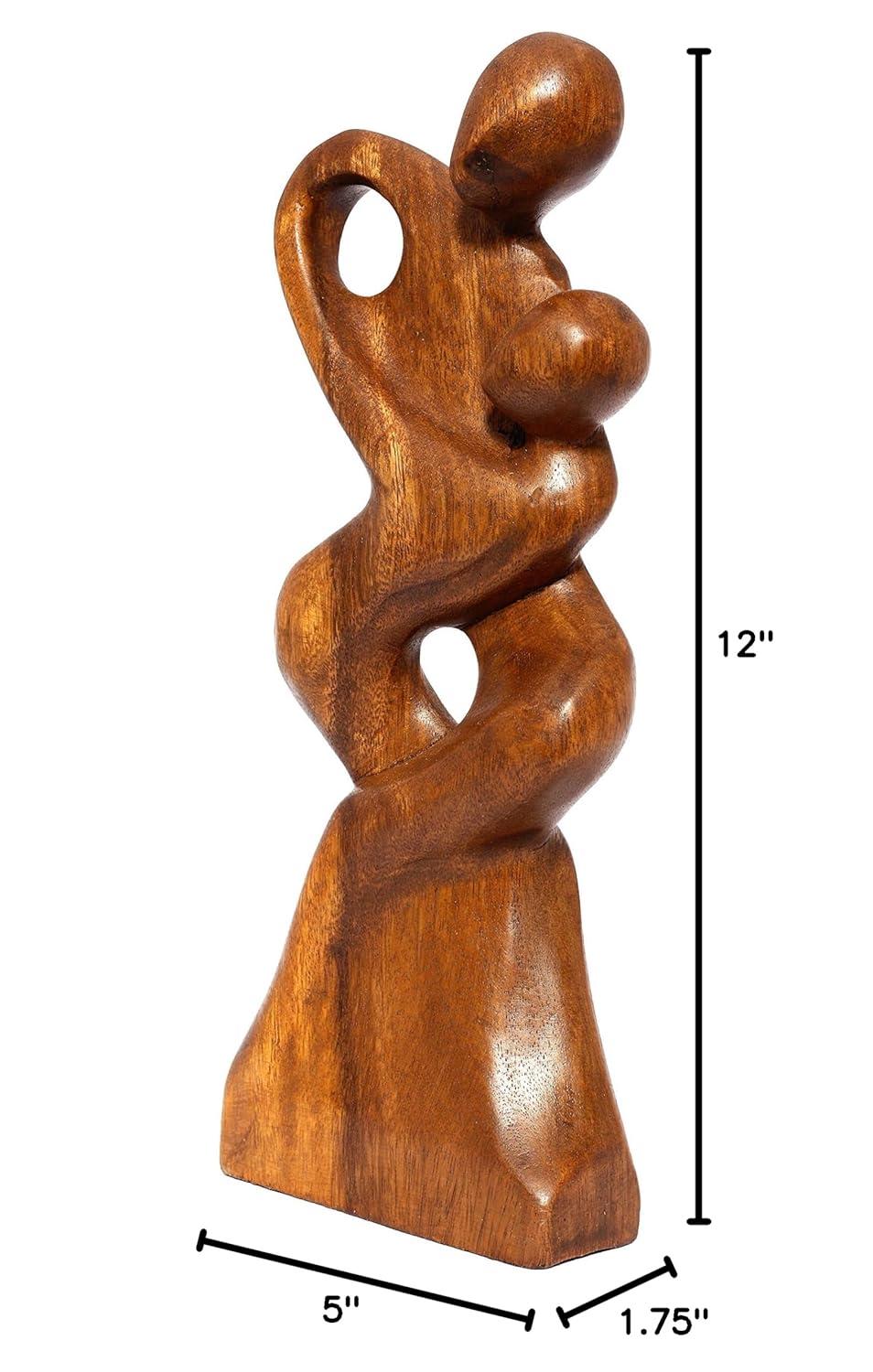 12" Wooden Handmade Abstract Sculpture Statue Handcrafted "Forever Mine" Gift Art Decorative Home Decor Figurine Accent Decoration Artwork Hand Carved