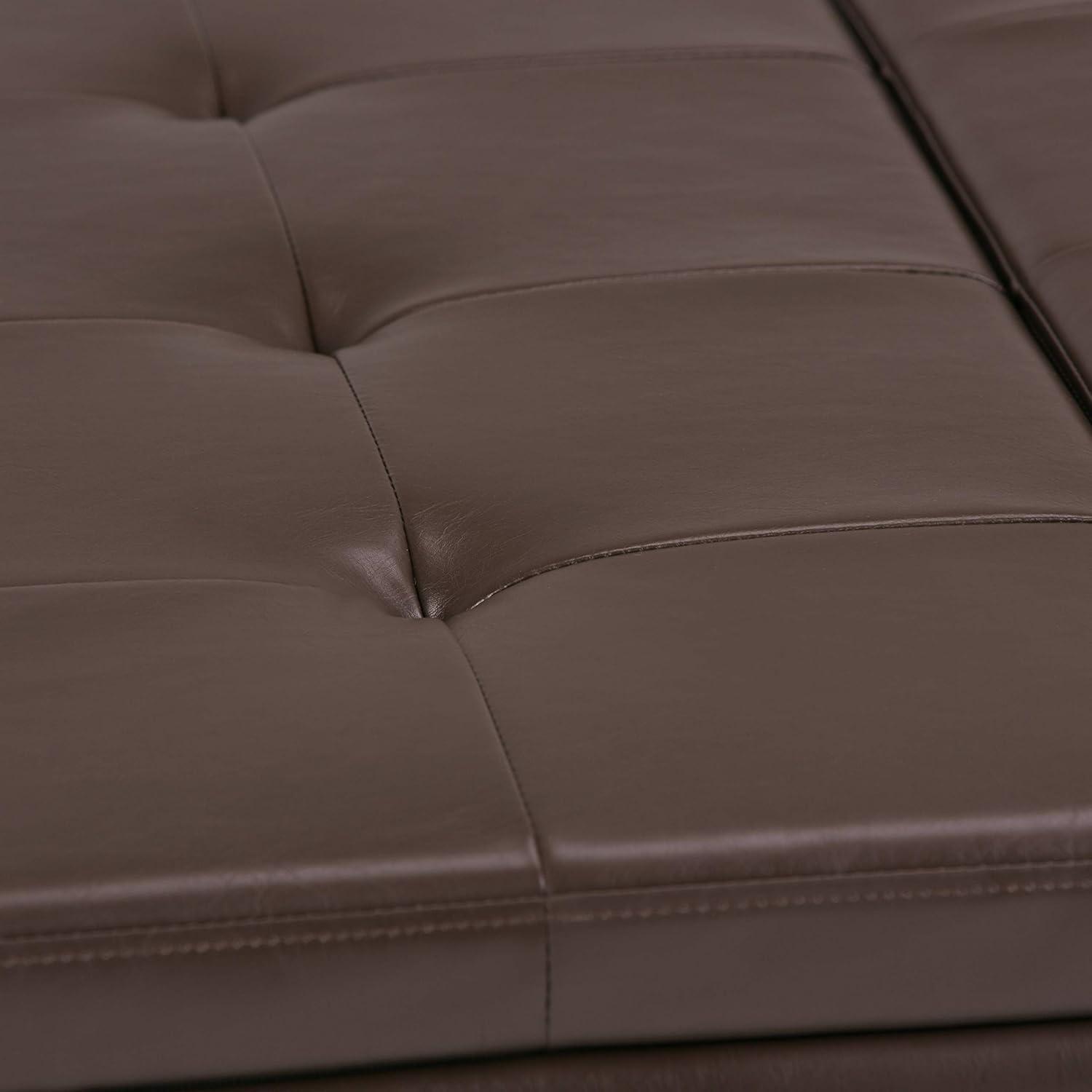 Simpli Home Dover 36"W Upholstered Square Coffee Table Storage Ottoman with Split Tufted Lift Top & Reviews | Wayfair