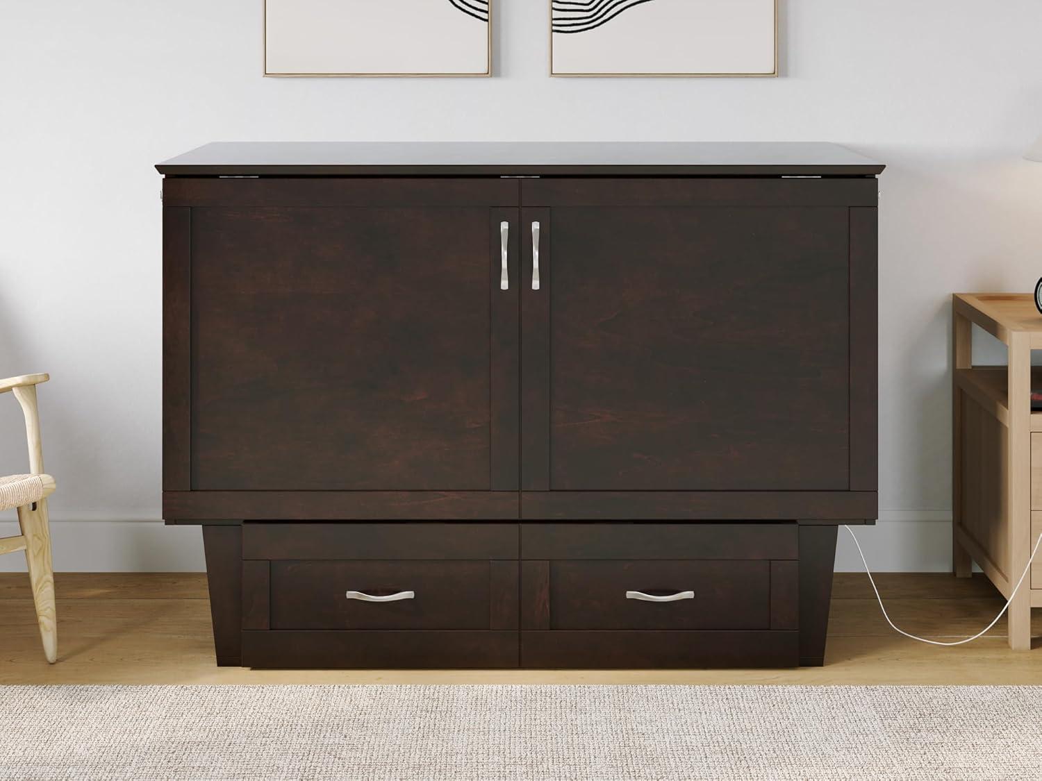 Queen Monroe Murphy Bed Chest with Memory Foam Mattress - AFI