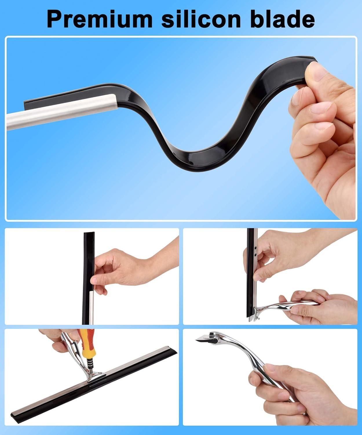 10-Inch Stainless Steel and Black Shower Squeegee