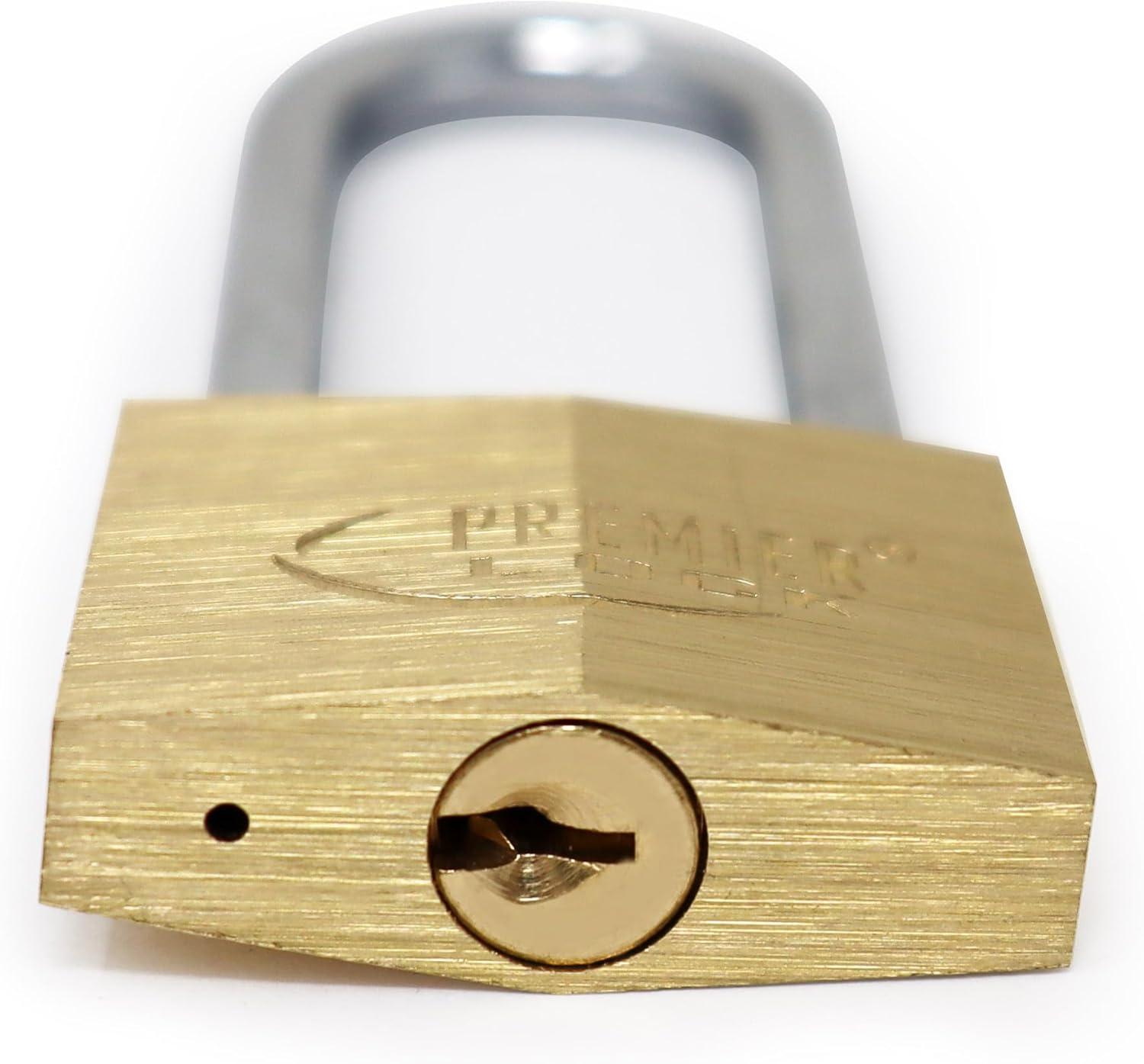 Premier Lock 1.5-Inch Polished Brass Padlock with Keys