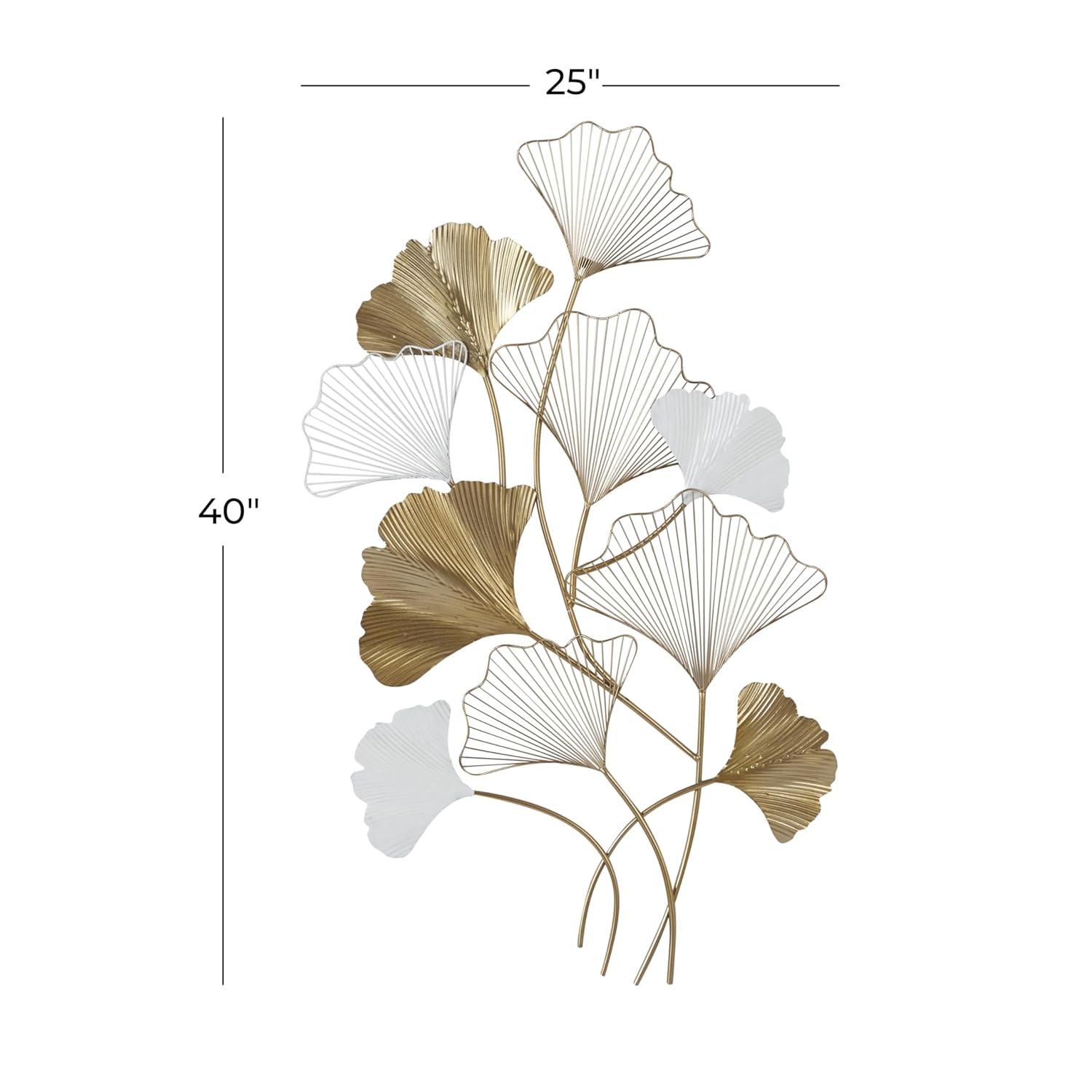 CosmoLiving by Cosmopolitan Floral Gold Metal Leaf Wall Décor, 36" X 33"