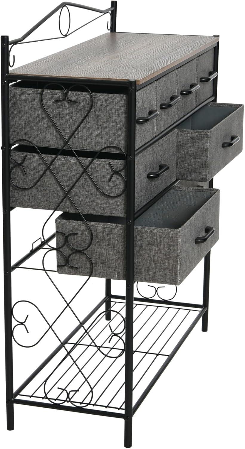 Ashwood Black Metal Frame 8-Drawer Wide Dresser