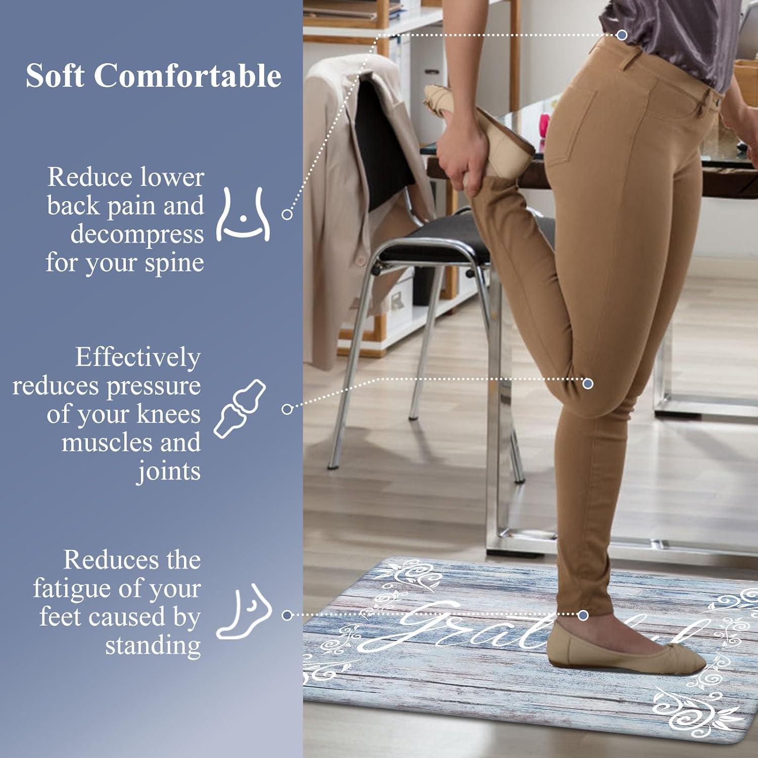 HEBE Anti Fatigue Kitchen Mat Set of 2 Non Slip Cushioned Kitchen Mats for Floor Waterproof Farmhouse Kitchen Rugs and Mats Set Comfort Standing Desk Mat Carpet for Sink,Office,Laundry