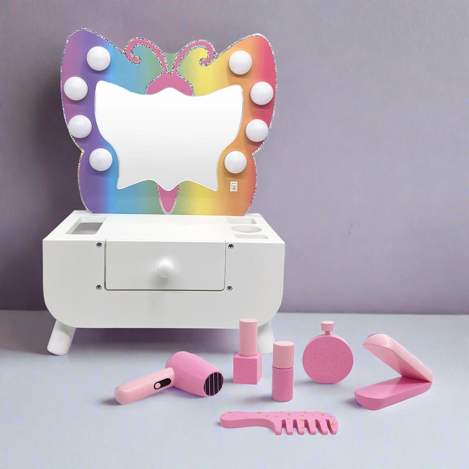 Teamson Kids Butterfly Tabletop Vanity With LED Lights