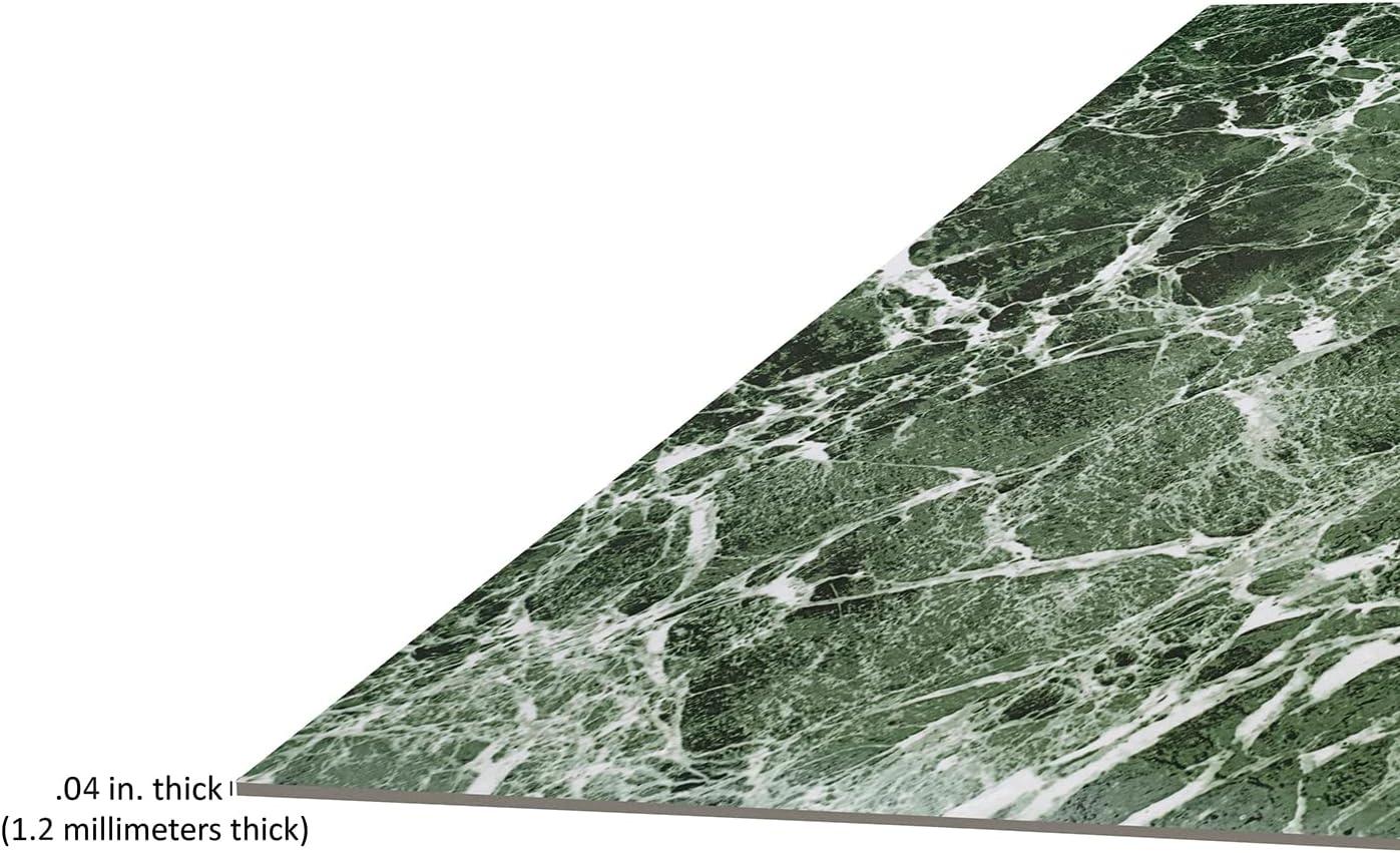 Green Marble Green Vinyl Floor Tiles Self Stick Peel Flooring 12" x 12", 1-Pack (20 Pieces)