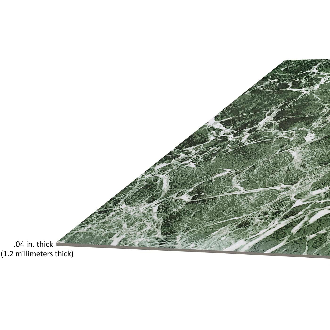 Green Marble Green Vinyl Floor Tiles Self Stick Peel Flooring 12" x 12", 1-Pack (20 Pieces)