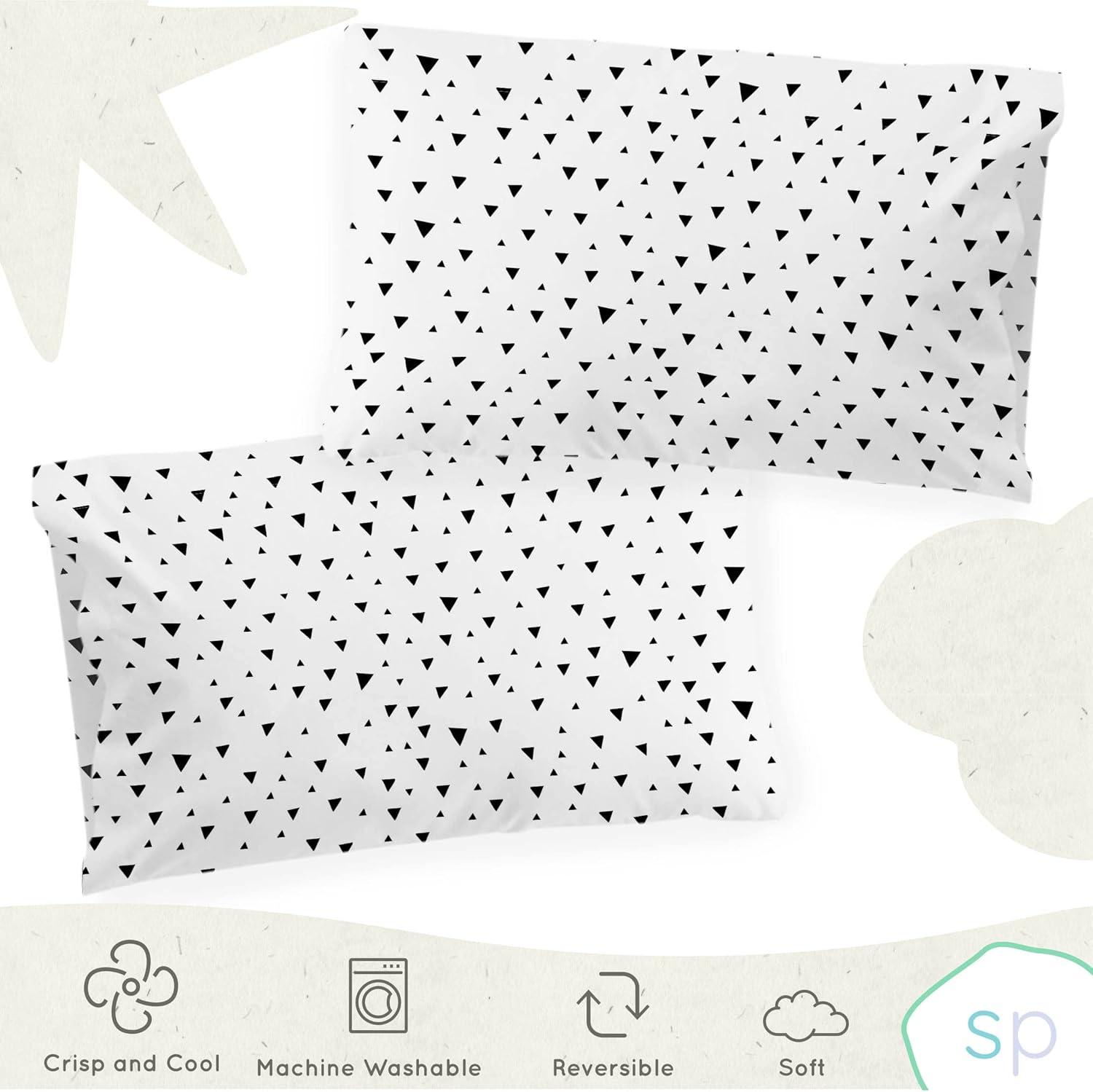 Standard Organic Cotton Black Triangles Kids Pillowcase