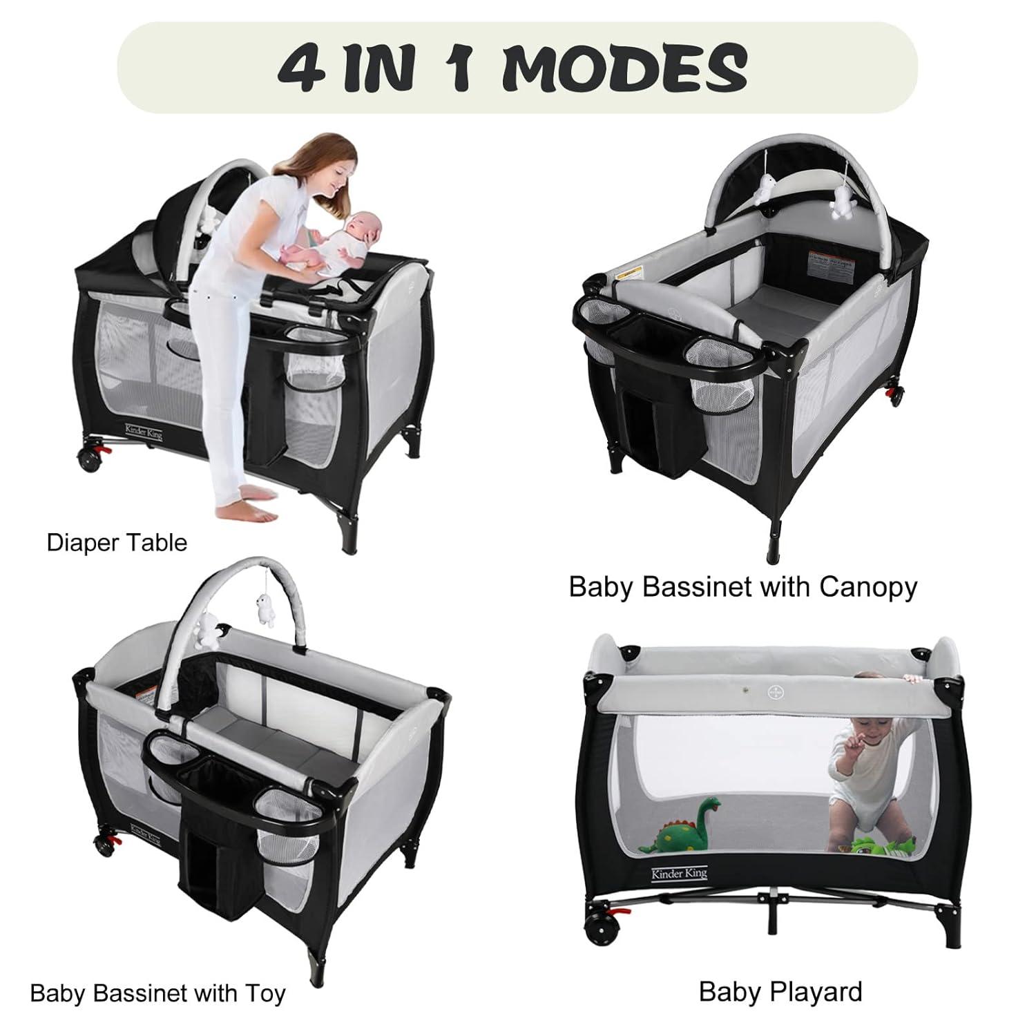 AILEEKISS Portable Nursery Center Playard,  Foldable Baby Bassinet Crib for Toddlers, Unisex