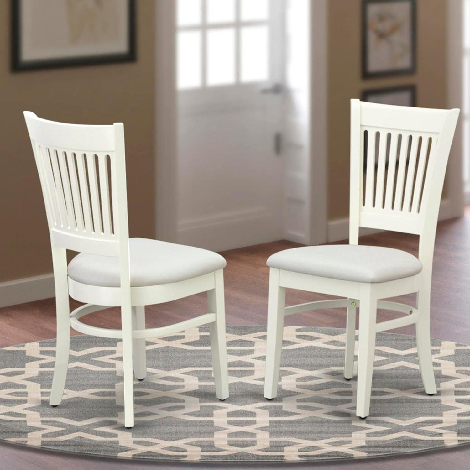 East West Furniture Vancouver 37" Fabric Dining Chairs in White (Set of 2)