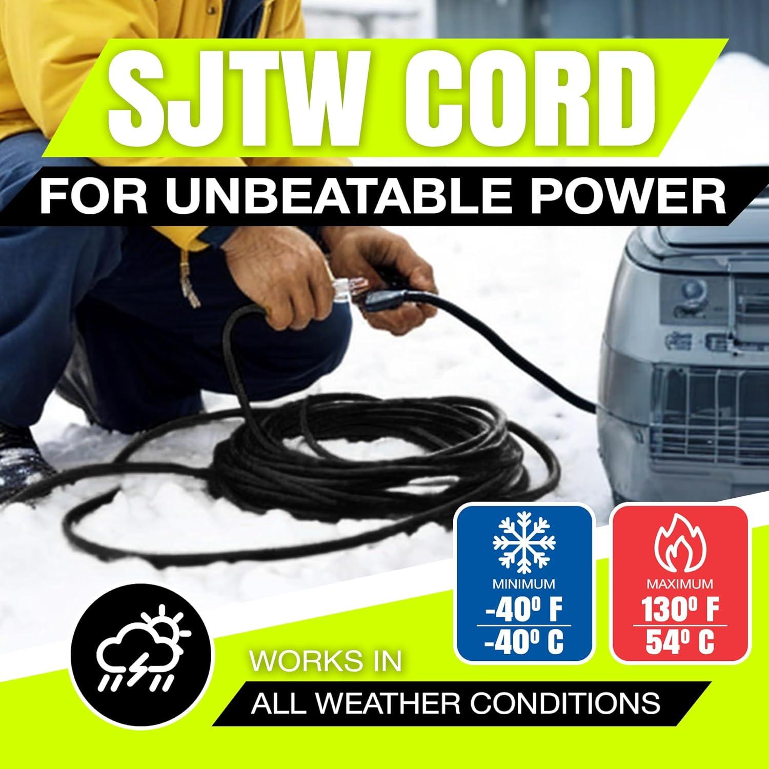6ft Black Heavy Duty Extension Cord with Lighted Ends