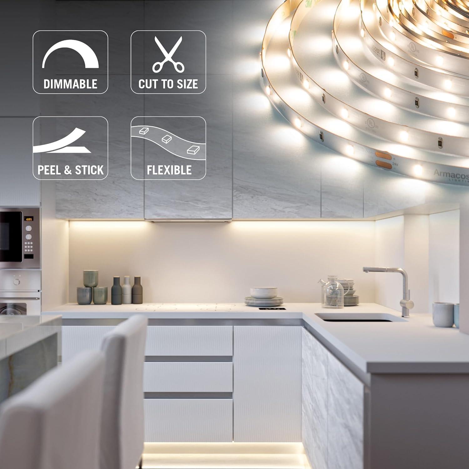 Armacost Lighting RibbonFlex Pro, 24V, 4000K, 30LEDs/M, IP20, 5M Under Cabinet Strip Light 154230