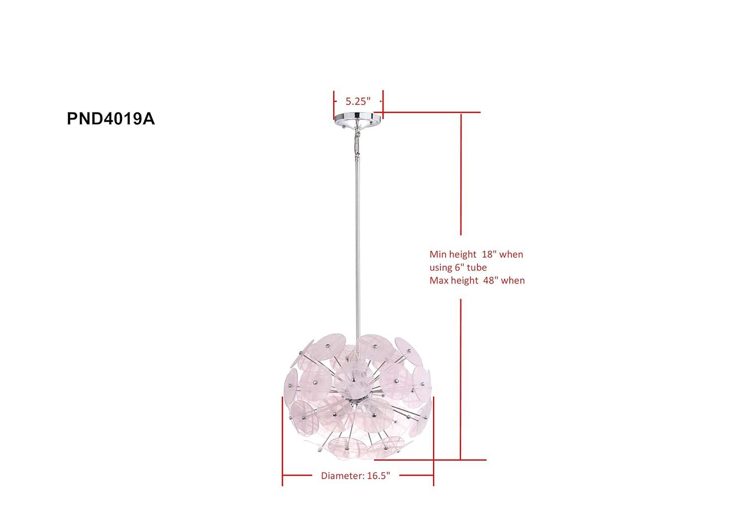 Montana 5 Light 16.5" Pendant - PND4019 - Pink - Safavieh