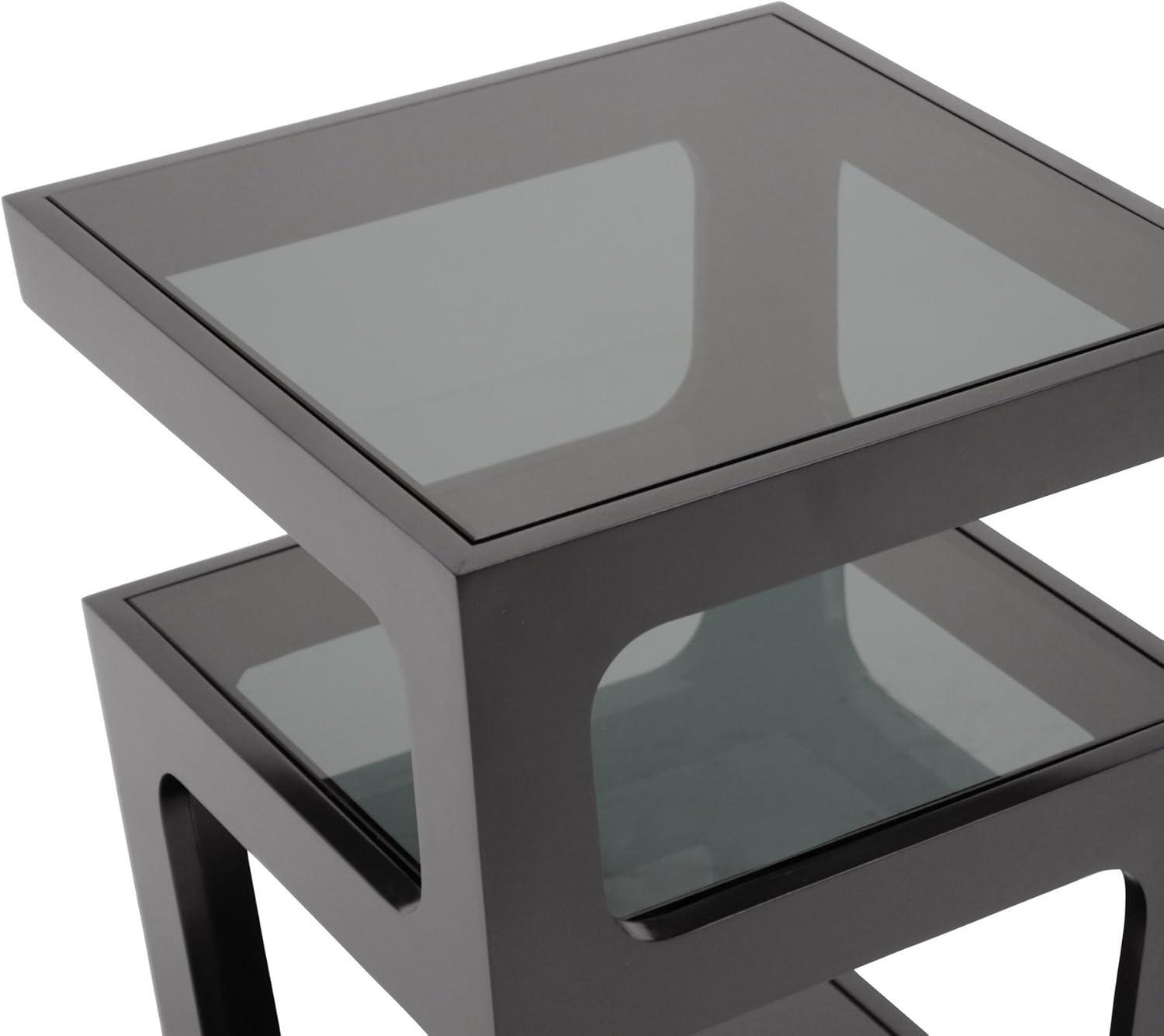 Clara Modern End Table with 3 Tieglass Shelves Black - Baxton Studio