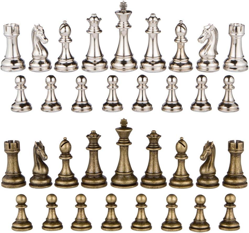 Jupiter Silver and Bronze Metal Chess Pieces with Extra Queens