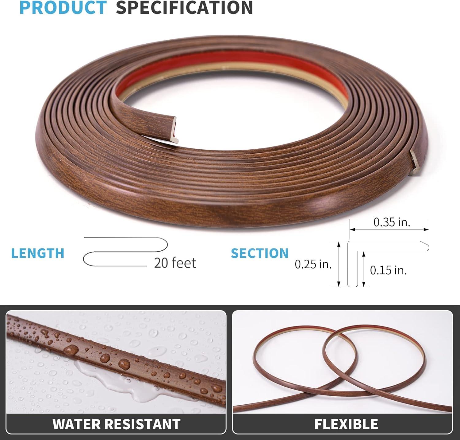 Art3d 20ft Outside Vinyl Corner Trim Peel and Stick for Tile and Wall Edges, Furniture Decoration (Grey Oak)