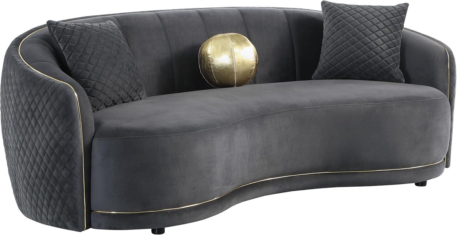 Coaster Brookside 2-Piece Velvet Fabric Upholstered Sofa Set in Dark Gray