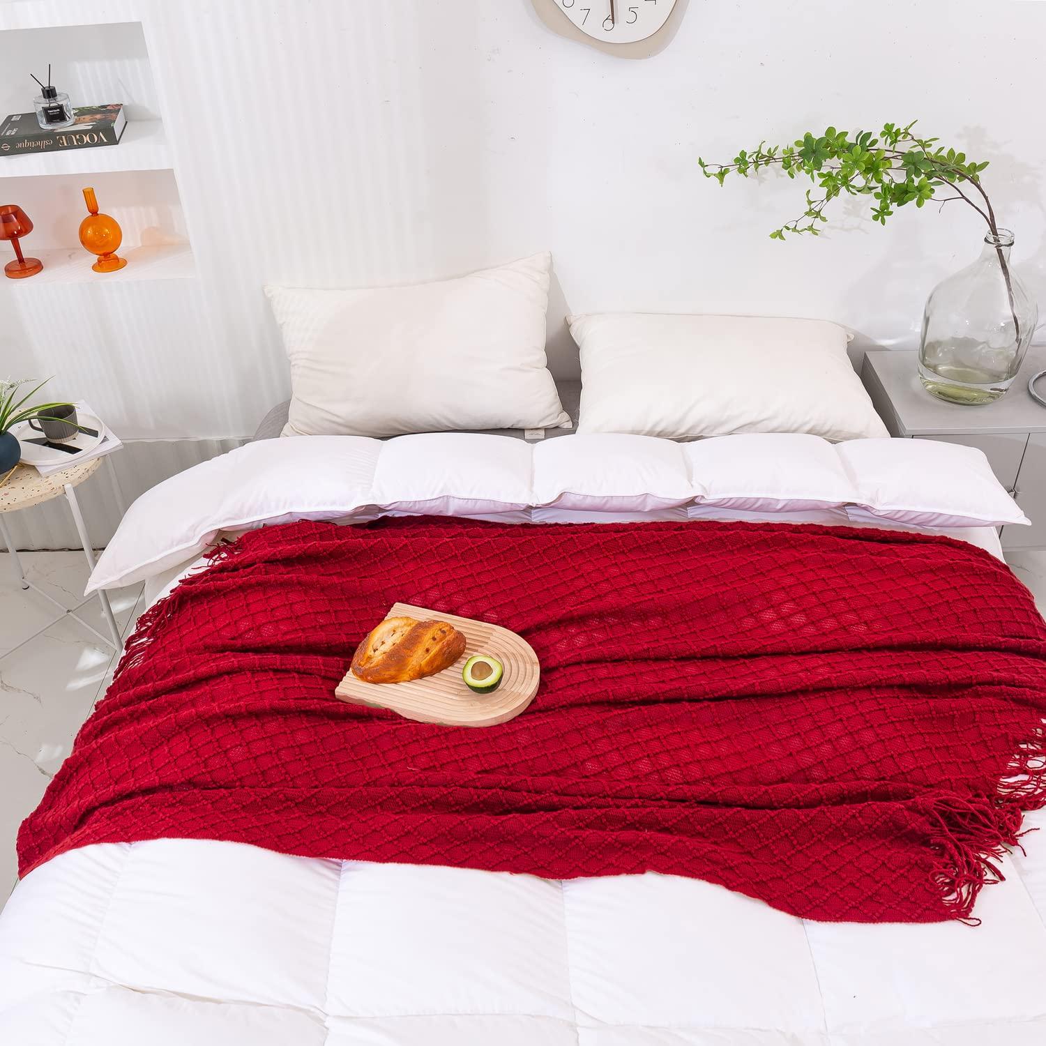 Lunarose Throw Blanket for Couch,Soft Cozy Knit Blanket,Lightweight Decorative Throw for Sofa Chair Bed Travel and Living Room-All Seasons Suitable for Women,Men and Kids (White-Wave, 50"x60")