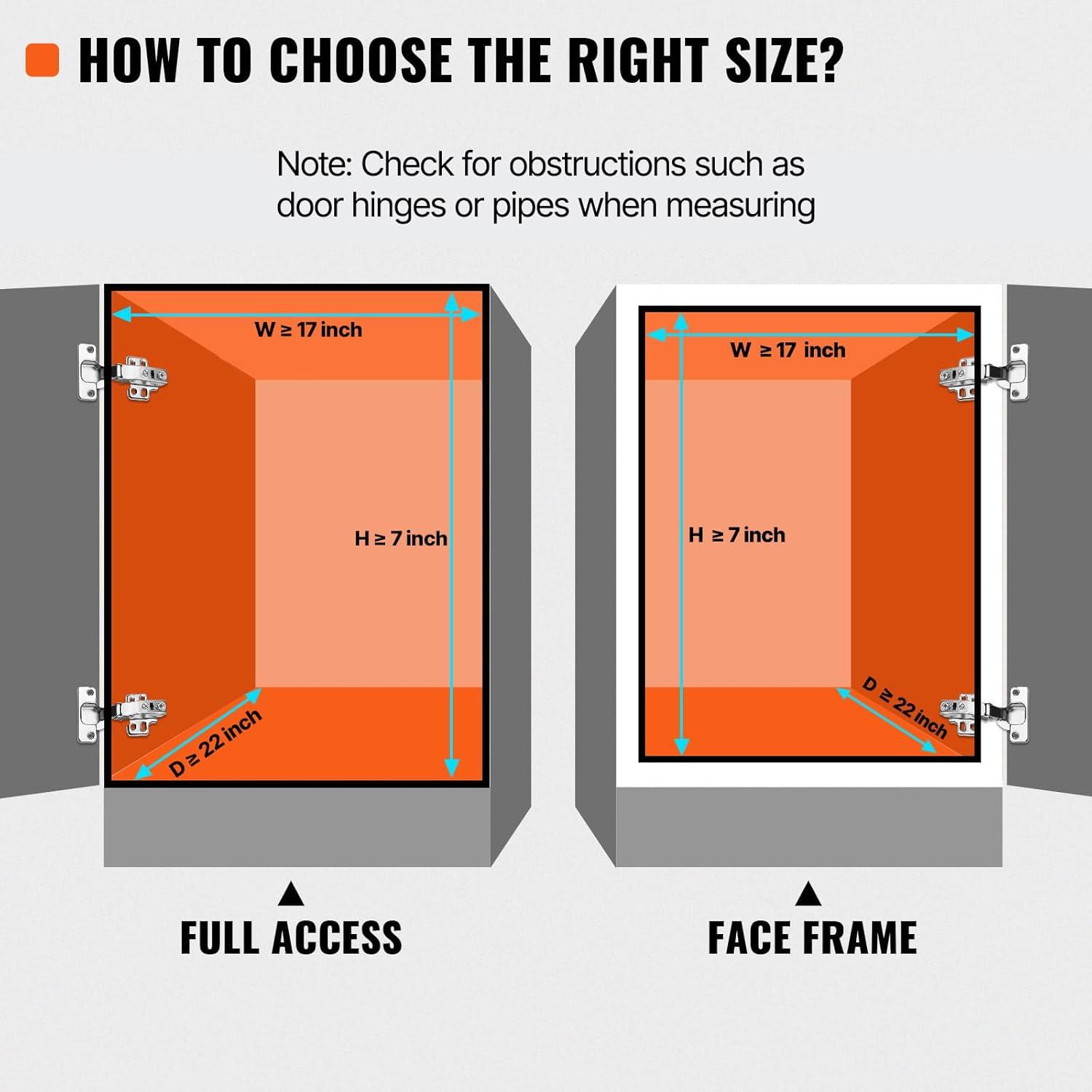 VEVOR 15.5" Wx21 Dx3.5 H Pull Out Cabinet Organizer, Heavy Duty Slide Out Pantry Shelves, Chrome-Plated Steel Roll Out Drawers, Storage for Home Under Sink, 17" Wx22 Dx7 H Install Size for Cabinet
