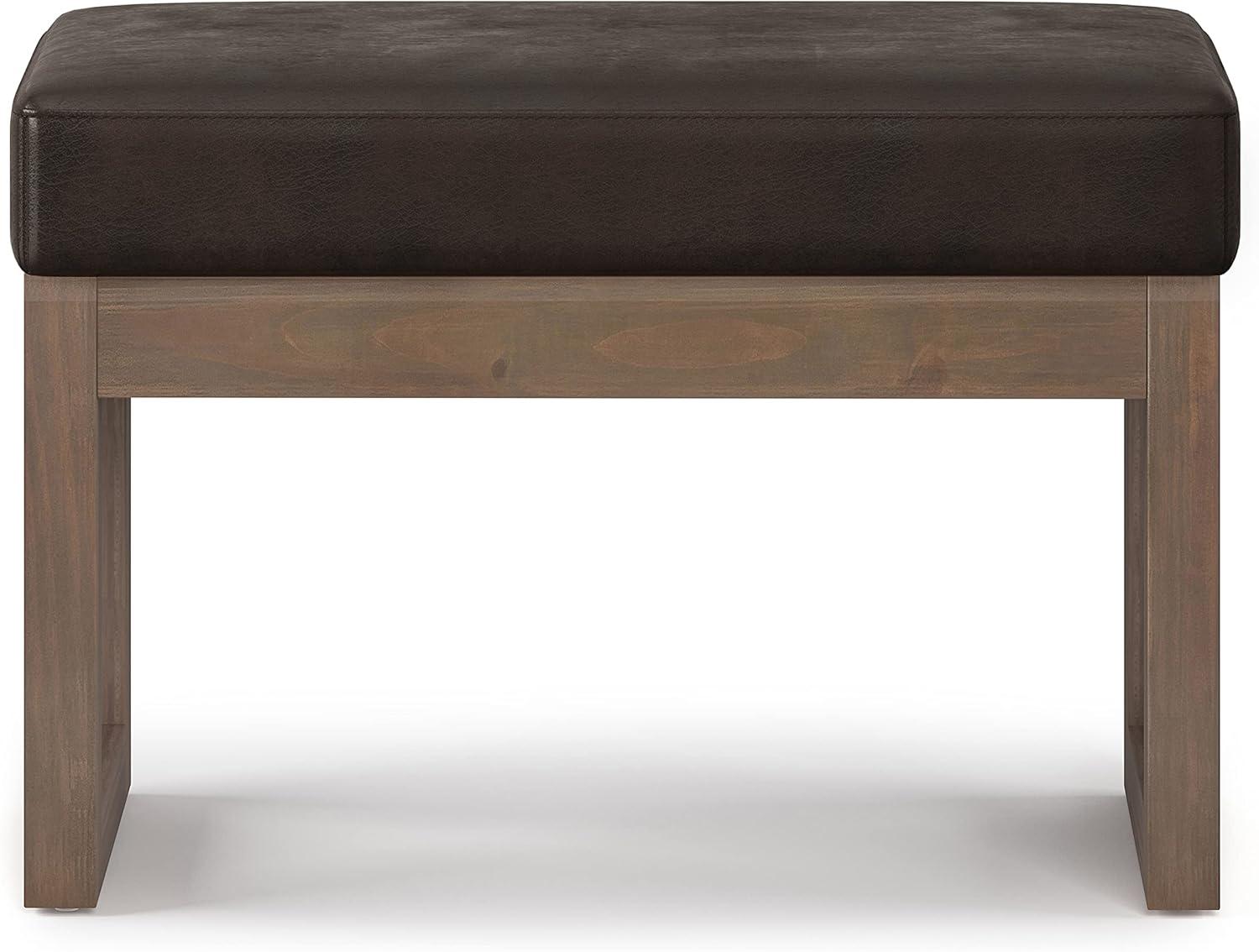 Milltown 26 inch Wide Contemporary Rectangle Footstool Ottoman Bench in Distressed Brown Faux Leather