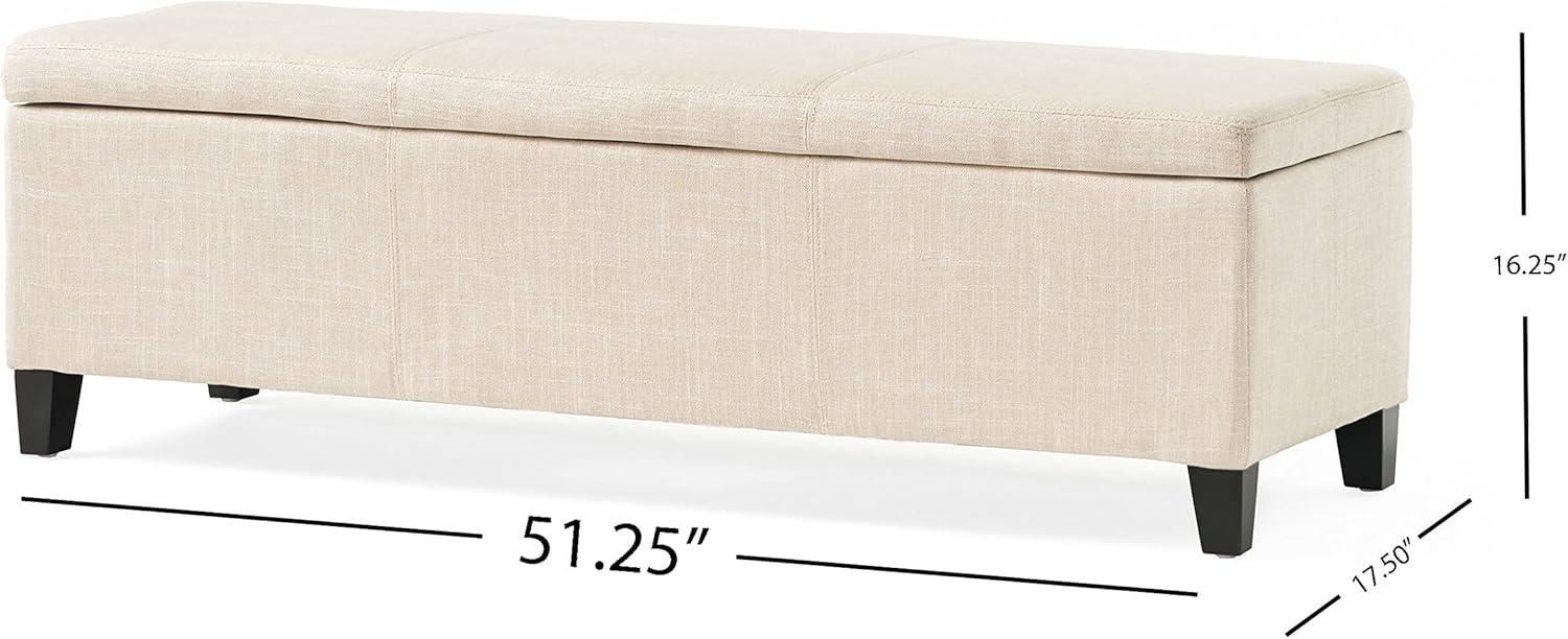 Sarelia Light Beige Fabric Storage Ottoman Bench